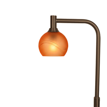 763 Floor Lamp-Glass-Bicycle Glass Co - Hardware-Glacial-Golden Amber-Antique Bronze-Bicycle Glass Co