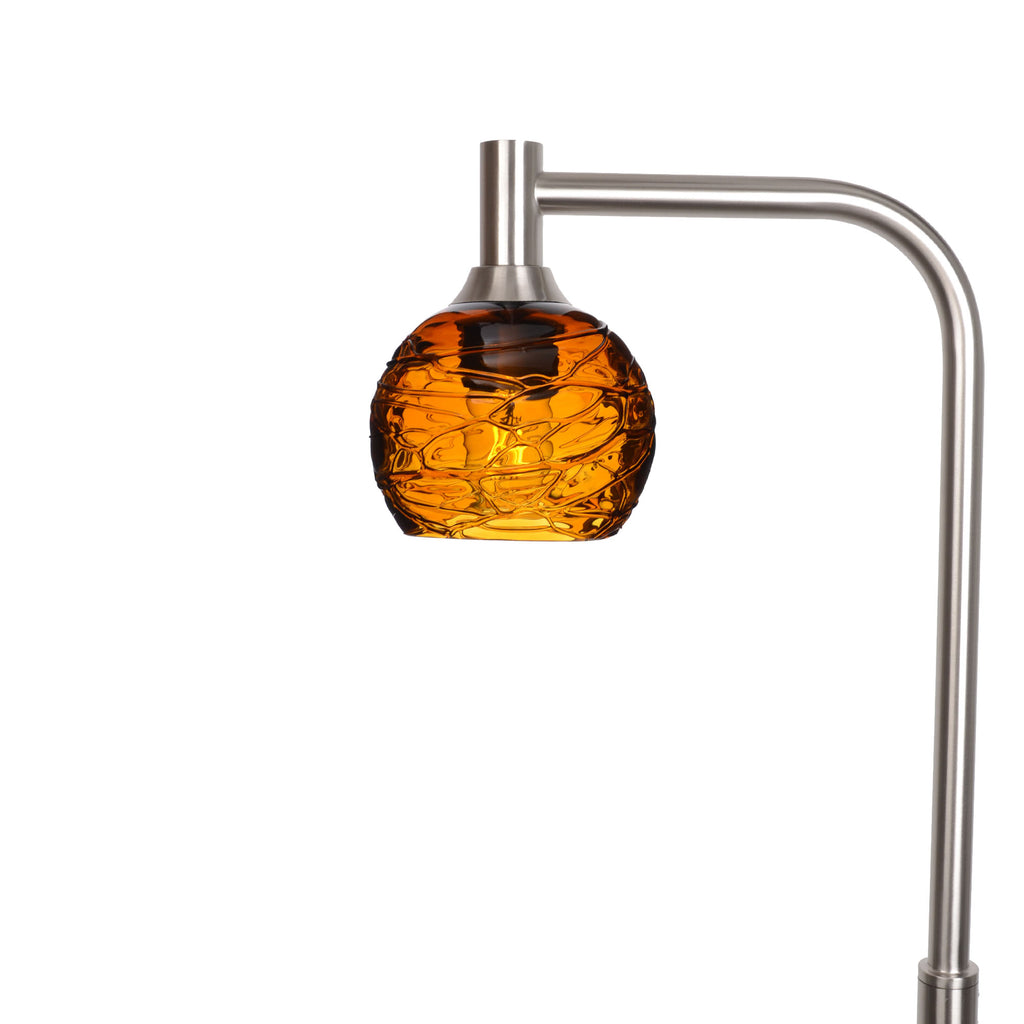 763 Floor Lamp-Glass-Bicycle Glass Co - Hardware-Spun-Golden Amber-Brushed Nickel-Bicycle Glass Co