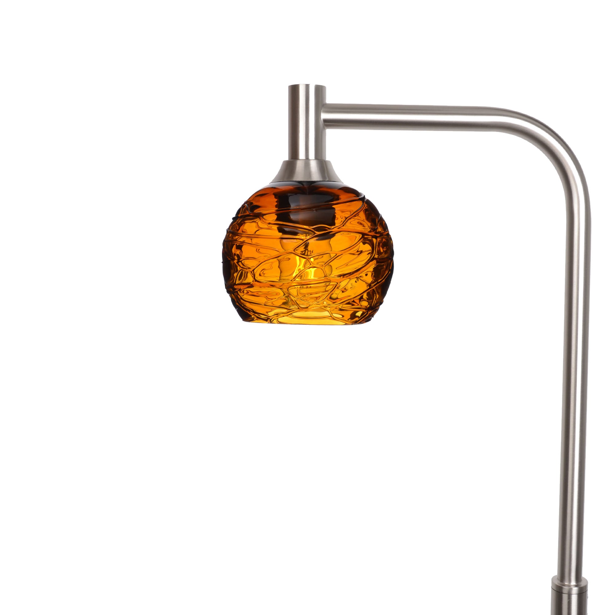 763 Floor Lamp-Glass-Bicycle Glass Co - Hardware-Spun-Golden Amber-Brushed Nickel-Bicycle Glass Co