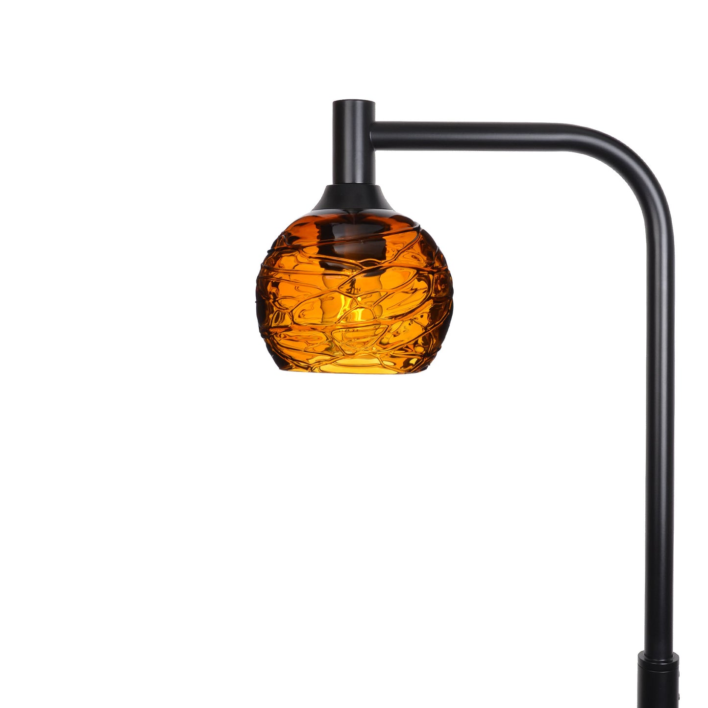 763 Floor Lamp-Glass-Bicycle Glass Co - Hardware-Spun-Golden Amber-Matte Black-Bicycle Glass Co