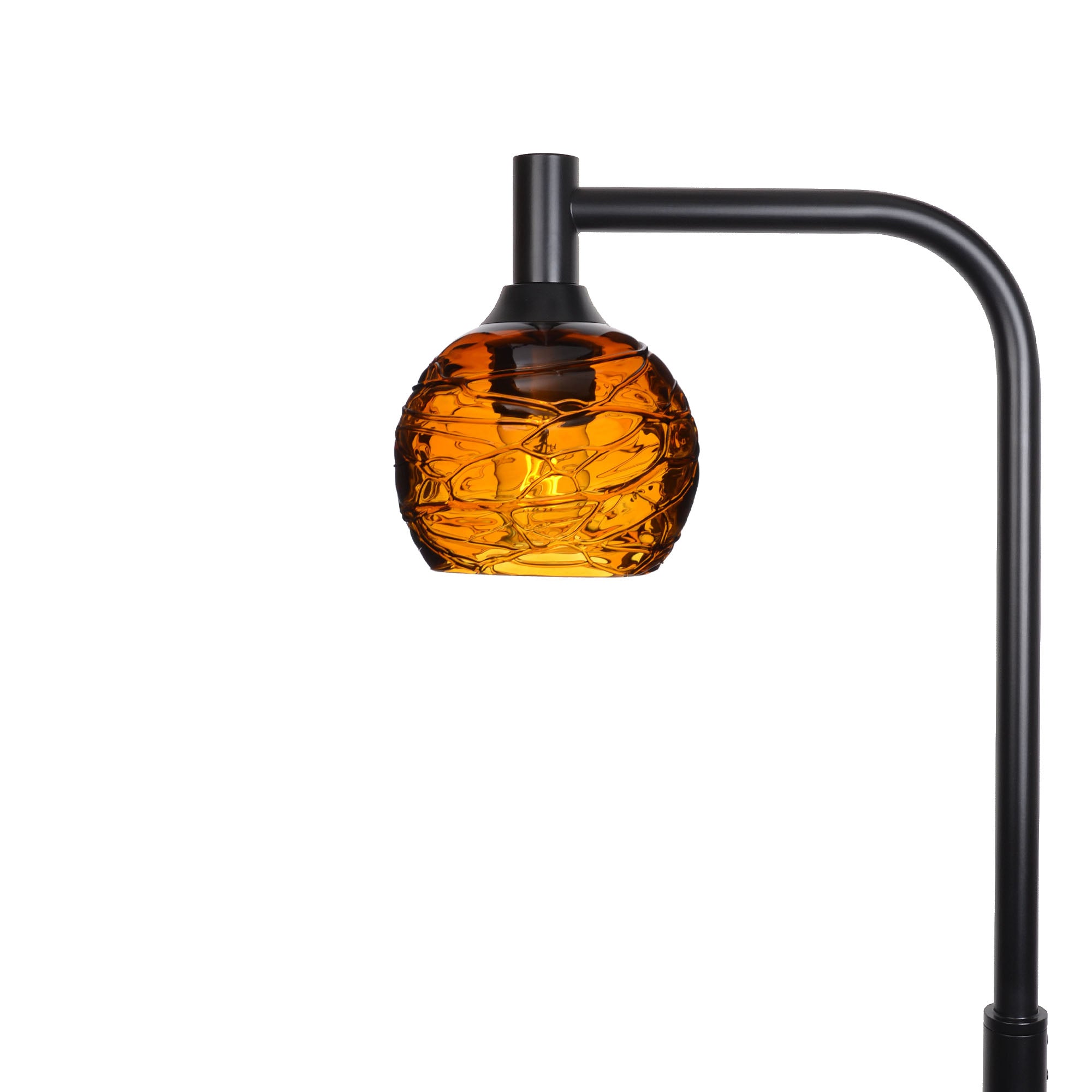 763 Floor Lamp-Glass-Bicycle Glass Co - Hardware-Spun-Golden Amber-Matte Black-Bicycle Glass Co