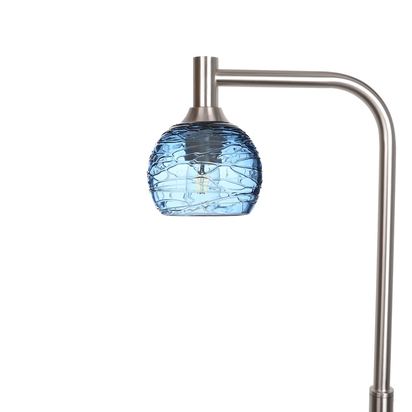 763 Floor Lamp-Glass-Bicycle Glass Co - Hardware-Spun-Steel Blue-Brushed Nickel-Bicycle Glass Co