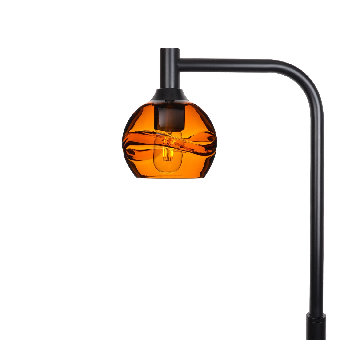 763 Floor Lamp-Glass-Bicycle Glass Co - Hardware-Swell-Golden Amber-Matte Black-Bicycle Glass Co