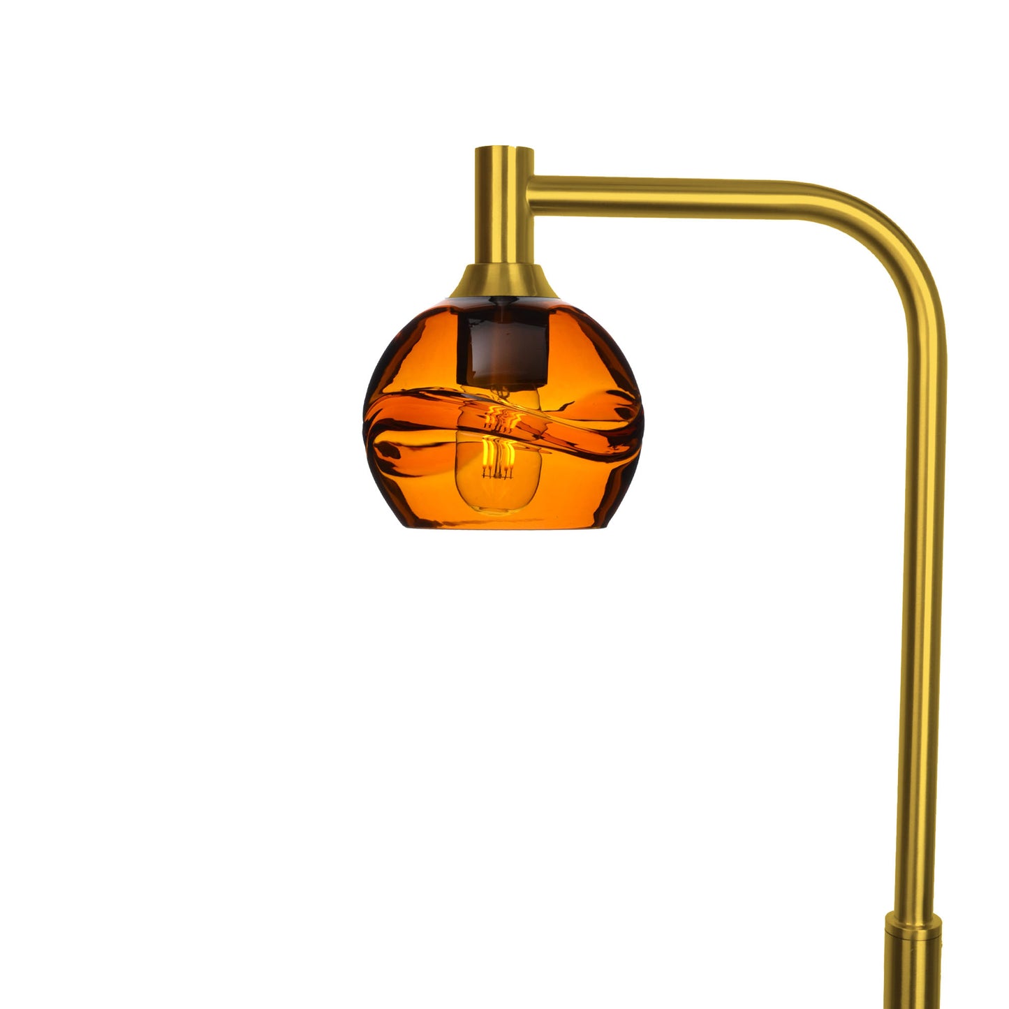 763 Floor Lamp-Glass-Bicycle Glass Co - Hardware-Swell-Golden Amber-Polished Brass-Bicycle Glass Co