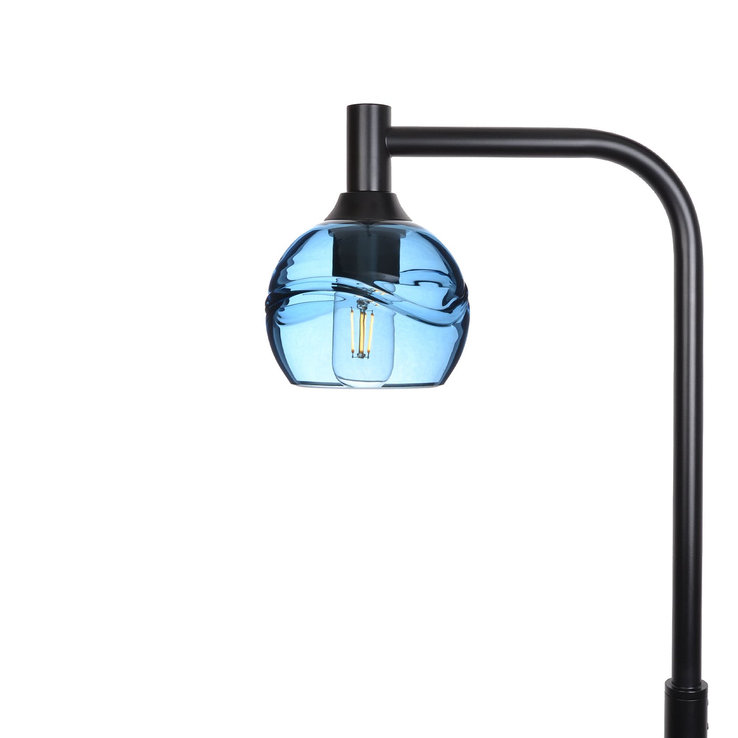 763 Floor Lamp-Glass-Bicycle Glass Co - Hardware-Swell-Steel Blue-Matte Black-Bicycle Glass Co