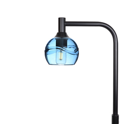 763 Floor Lamp-Glass-Bicycle Glass Co - Hardware-Swell-Steel Blue-Matte Black-Bicycle Glass Co