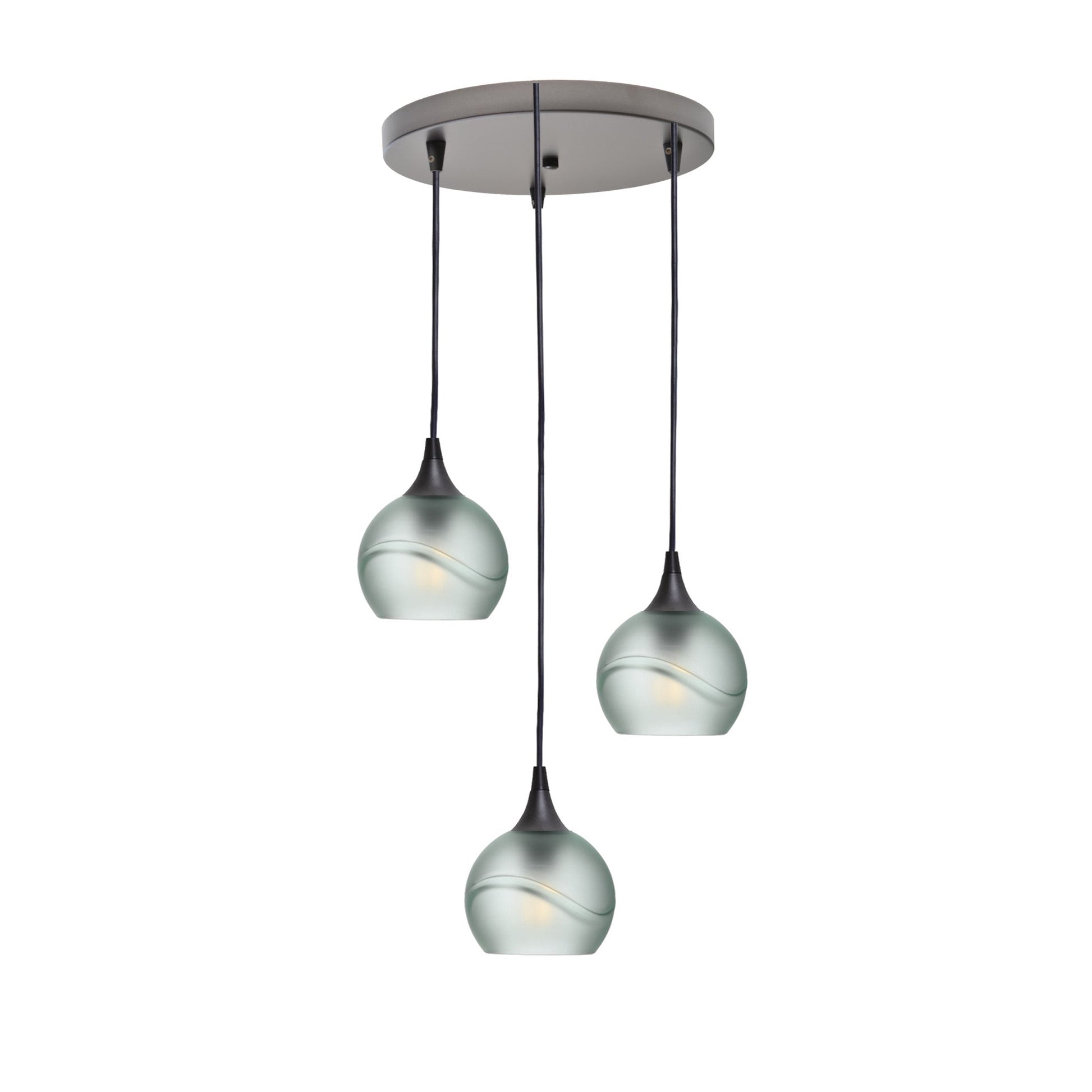 763 Glacial: 3 Pendant Cascade Chandelier-Glass-Bicycle Glass Co - Hotshop-Eco Clear-Antique Bronze-Bicycle Glass Co