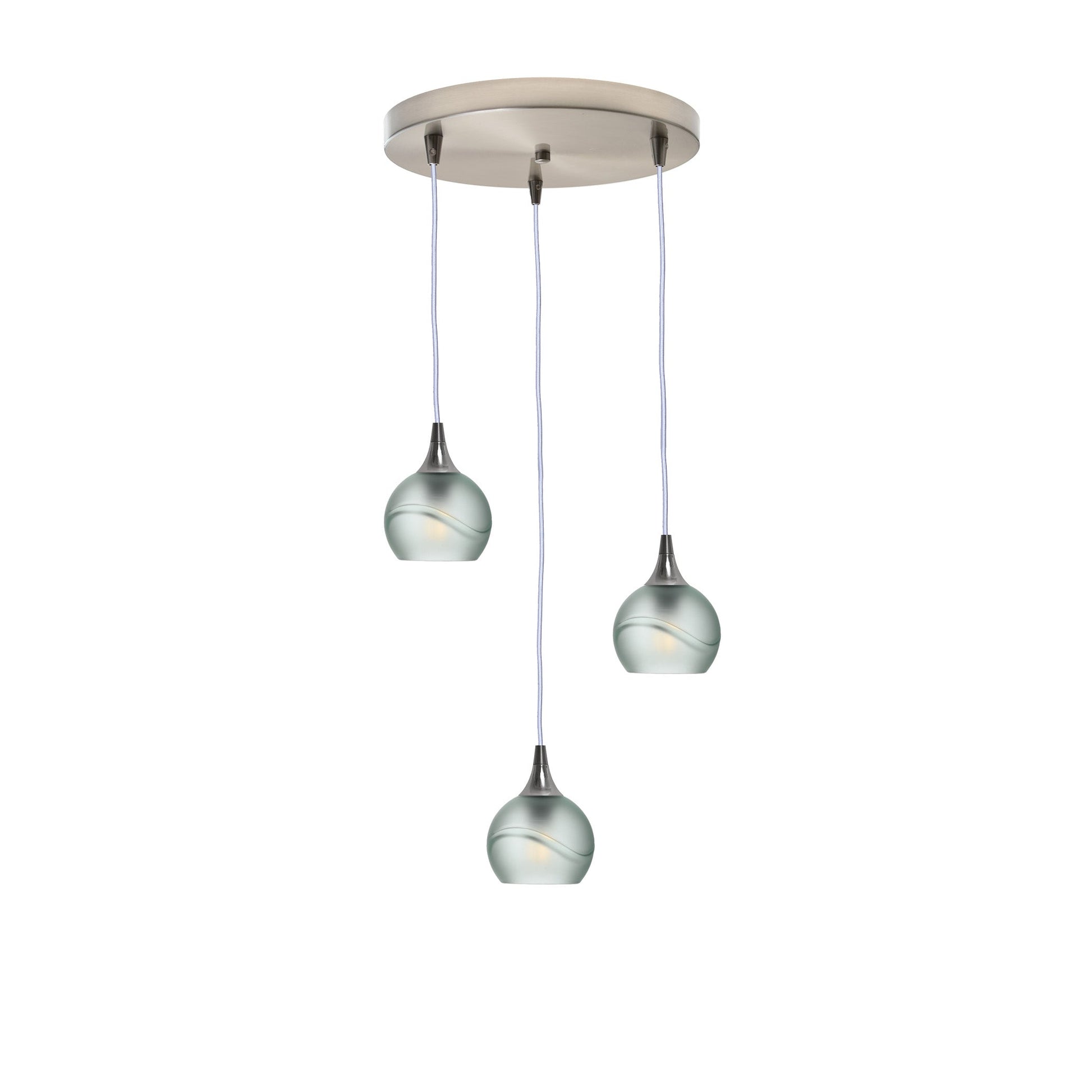 763 Glacial: 3 Pendant Cascade Chandelier-Glass-Bicycle Glass Co - Hotshop-Eco Clear-Brushed Nickel-Bicycle Glass Co