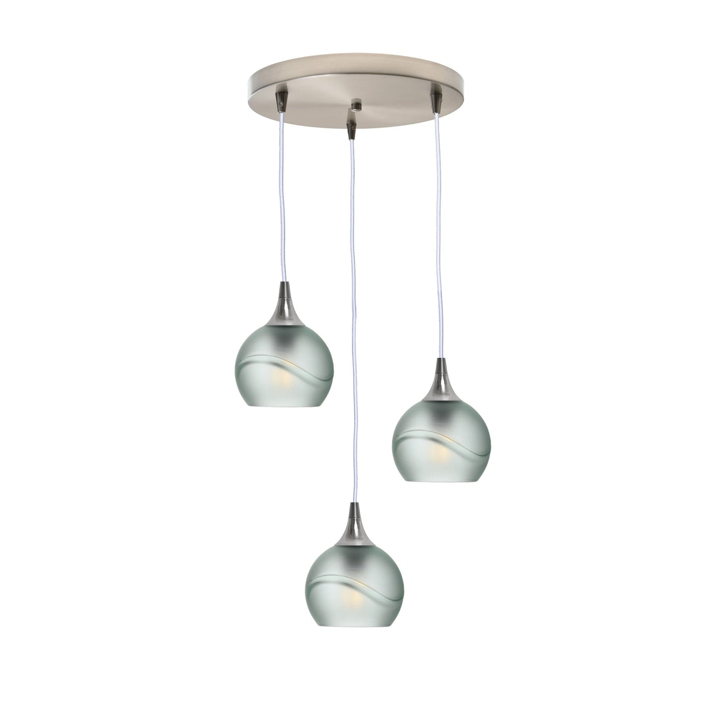 763 Glacial: 3 Pendant Cascade Chandelier-Glass-Bicycle Glass Co - Hotshop-Eco Clear-Brushed Nickel-Bicycle Glass Co