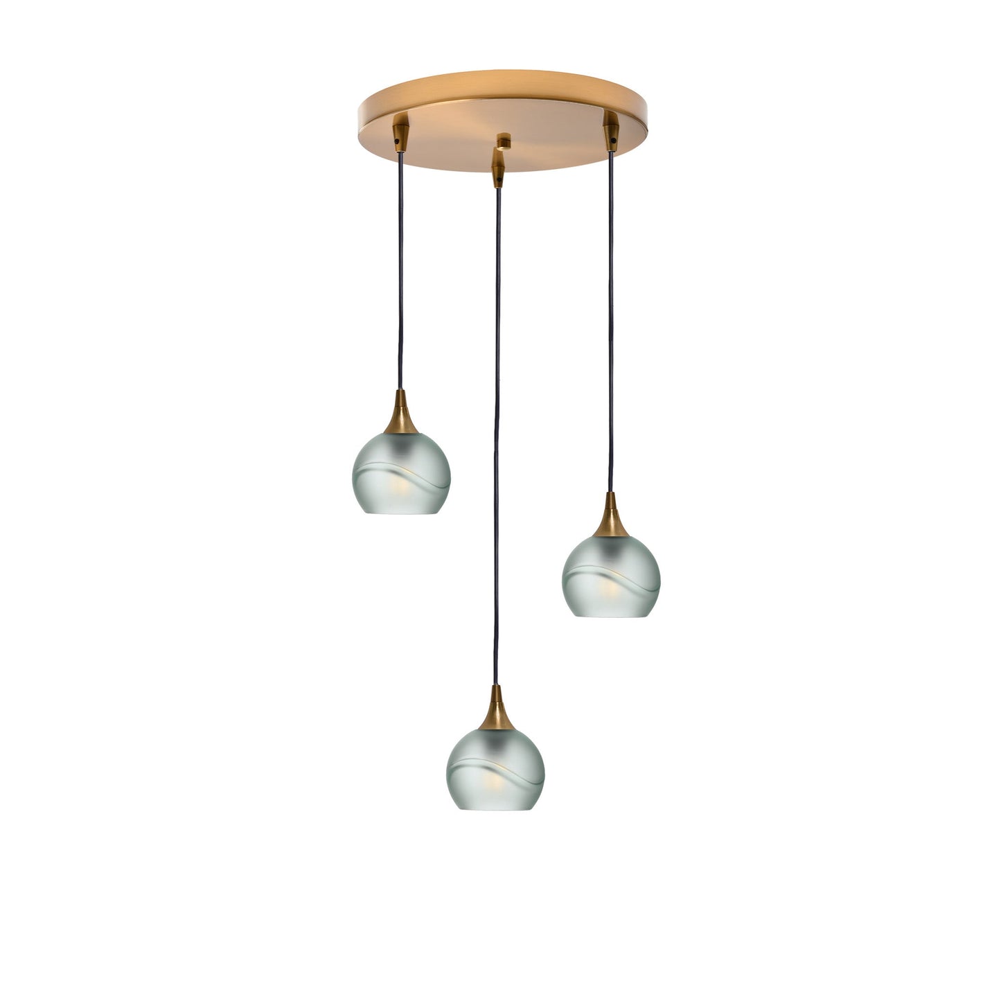763 Glacial: 3 Pendant Cascade Chandelier-Glass-Bicycle Glass Co - Hotshop-Eco Clear-Polished Brass-Bicycle Glass Co