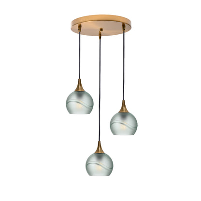 763 Glacial: 3 Pendant Cascade Chandelier-Glass-Bicycle Glass Co - Hotshop-Eco Clear-Polished Brass-Bicycle Glass Co