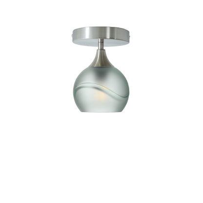 763 Glacial: Semi Flush Light-Glass-Bicycle Glass Co-Eco Clear-Brushed Nickel-Bicycle Glass Co