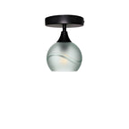 763 Glacial: Semi Flush Light-Glass-Bicycle Glass Co-Eco Clear-Matte Black-Bicycle Glass Co