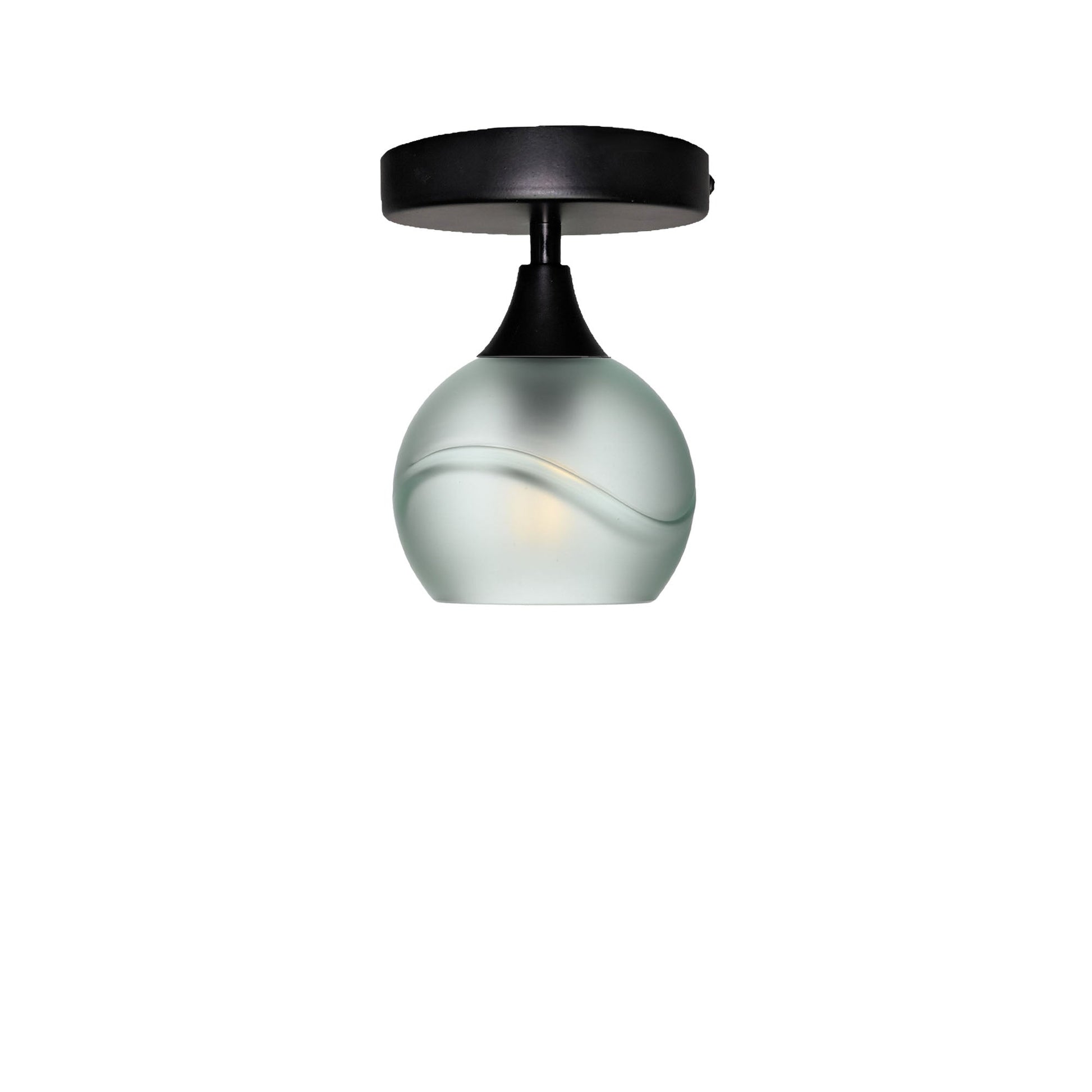 763 Glacial: Semi Flush Light-Glass-Bicycle Glass Co-Eco Clear-Matte Black-Bicycle Glass Co