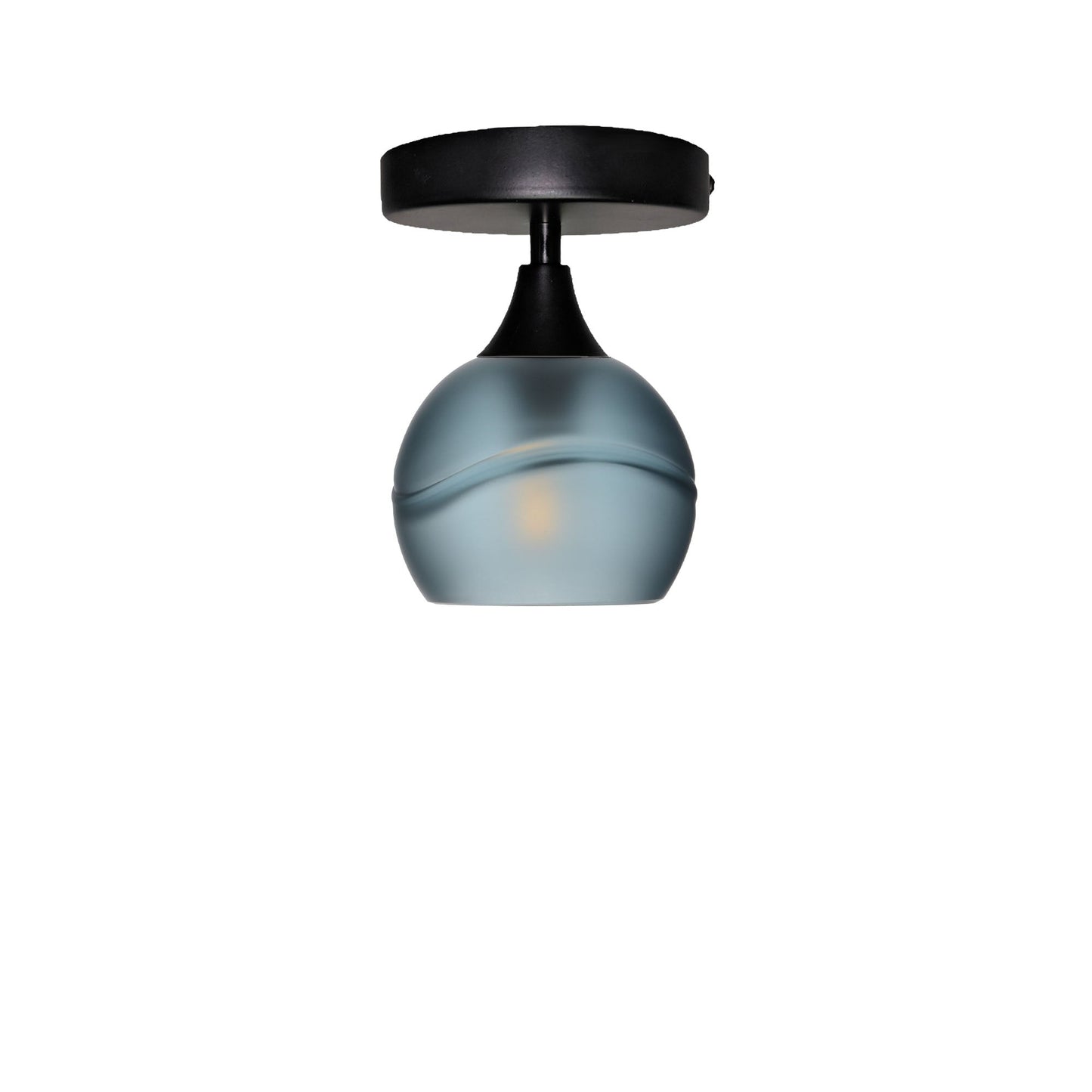 763 Glacial: Semi Flush Light-Glass-Bicycle Glass Co-Slate Gray-Matte Black-Bicycle Glass Co