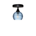 763 Glacial: Semi Flush Light-Glass-Bicycle Glass Co-Steel Blue-Matte Black-Bicycle Glass Co