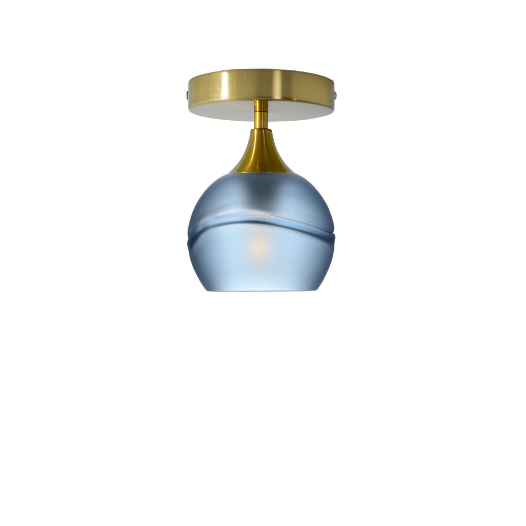 763 Glacial: Semi Flush Light-Glass-Bicycle Glass Co-Steel Blue-Polished Brass-Bicycle Glass Co