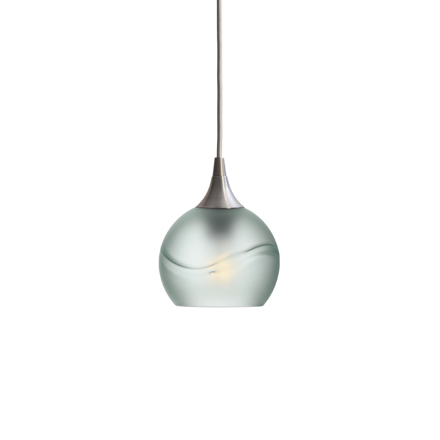 763 Glacial: Single Pendant Light-Glass-Bicycle Glass Co - Hotshop-Eco Clear-Brushed Nickel-Bicycle Glass Co