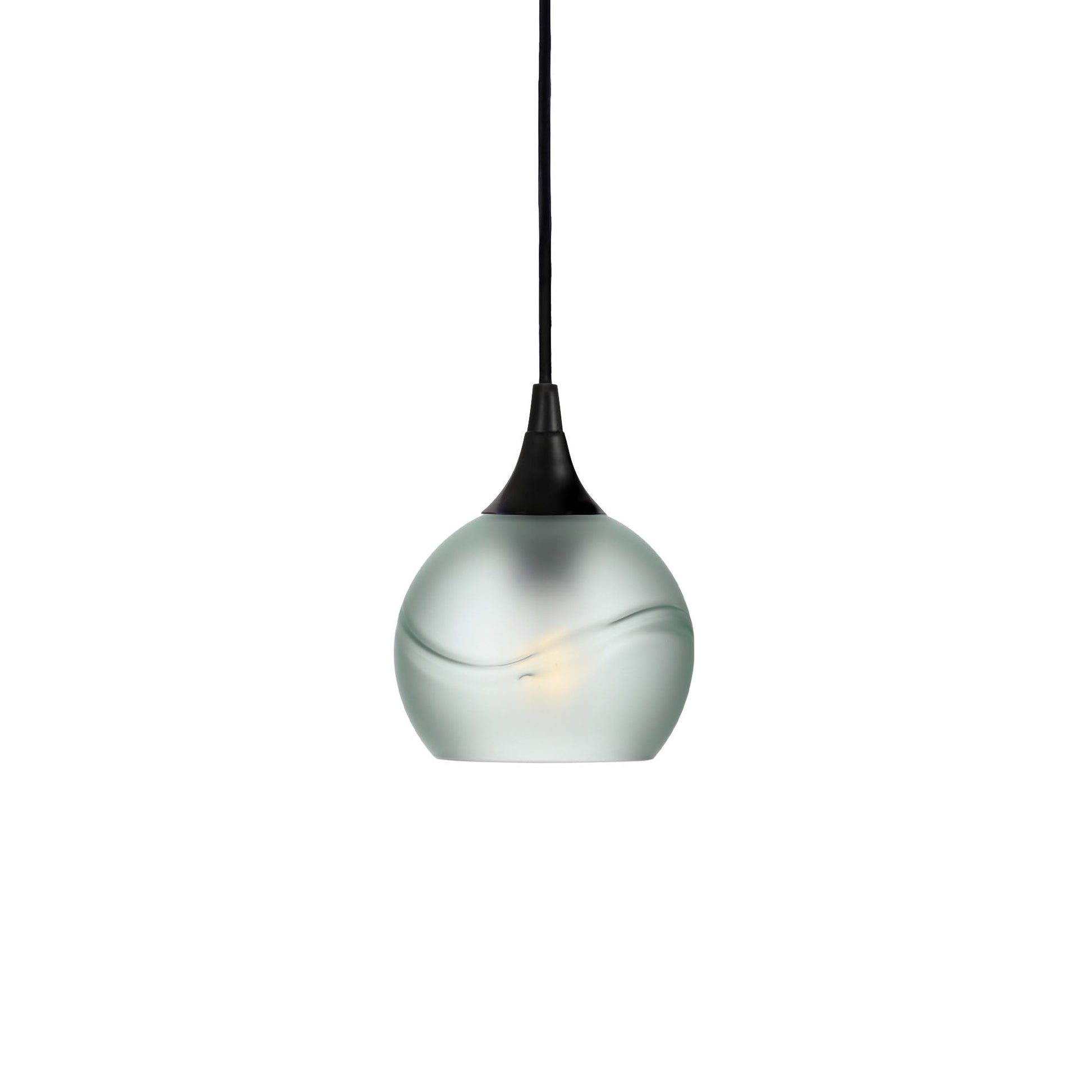 763 Glacial: Single Pendant Light-Glass-Bicycle Glass Co - Hotshop-Eco Clear-Matte Black-Bicycle Glass Co