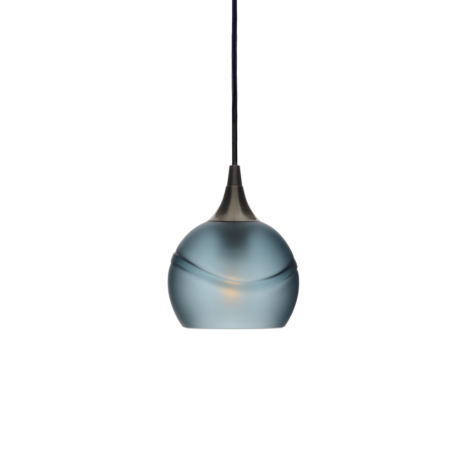 763 Glacial: Single Pendant Light-Glass-Bicycle Glass Co - Hotshop-Slate Gray-Antique Bronze-Bicycle Glass Co