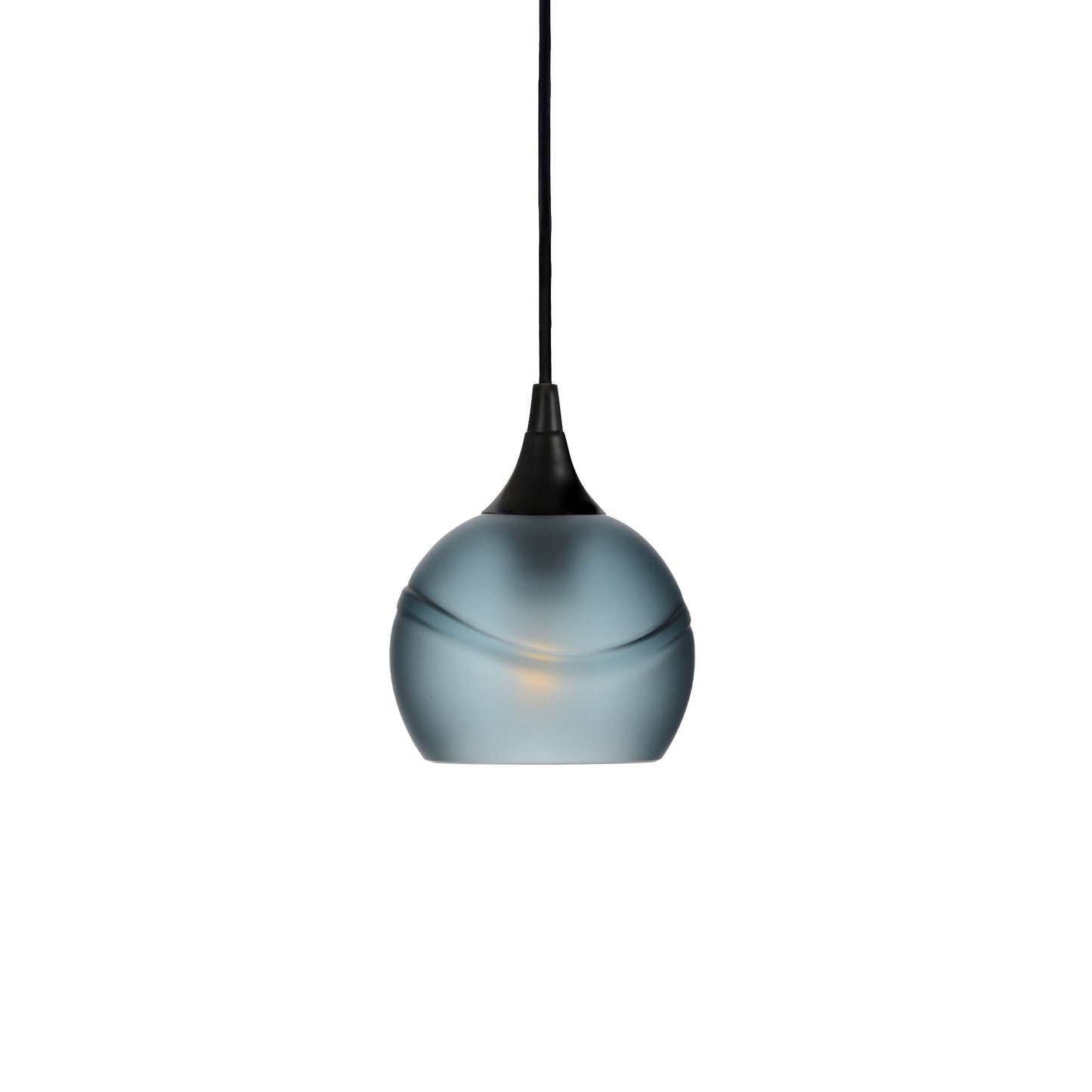 763 Glacial: Single Pendant Light-Glass-Bicycle Glass Co - Hotshop-Slate Gray-Matte Black-Bicycle Glass Co