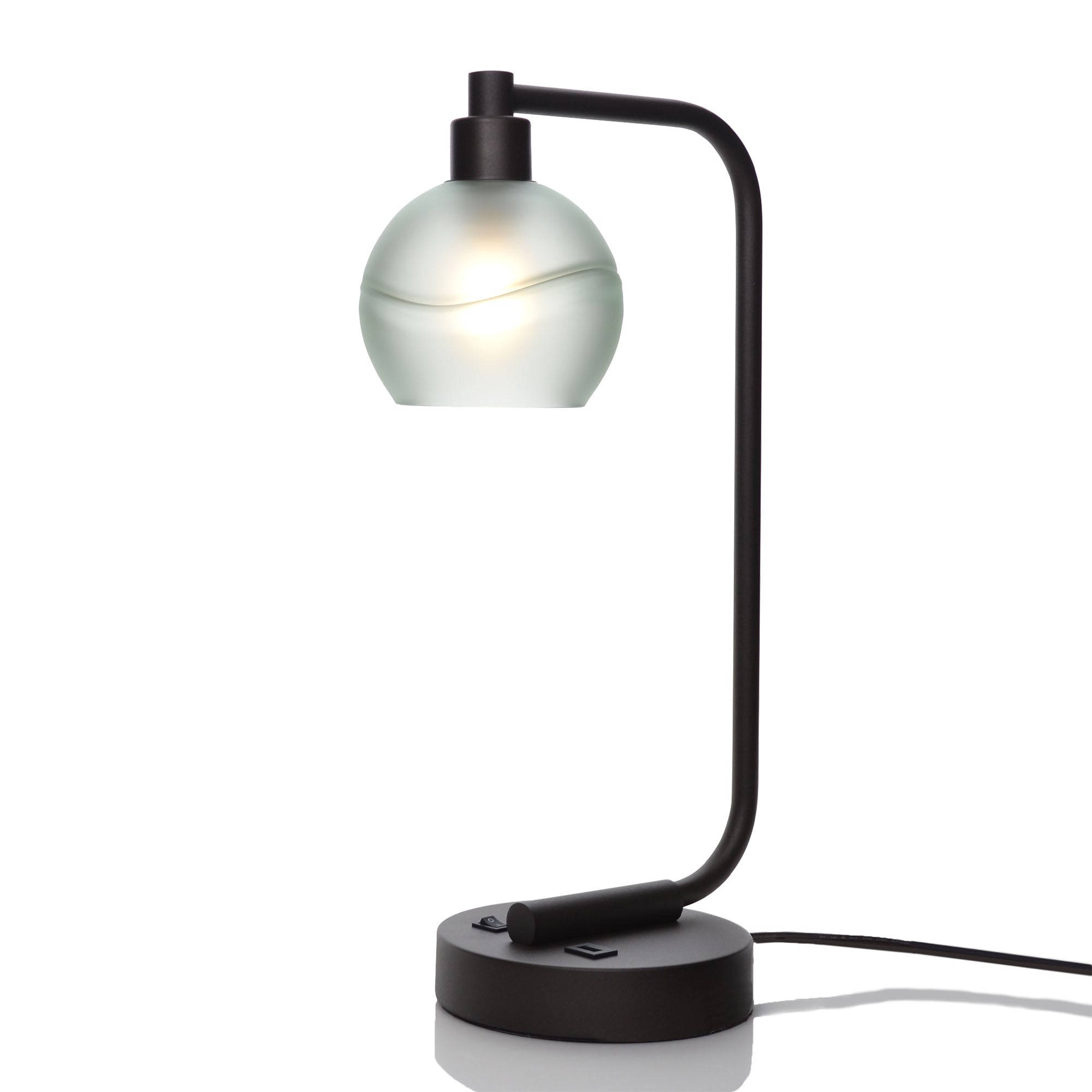 763 Glacial: Table Lamp-Glass-Bicycle Glass Co - Hotshop-Eco Clear-Matte Black-Bicycle Glass Co