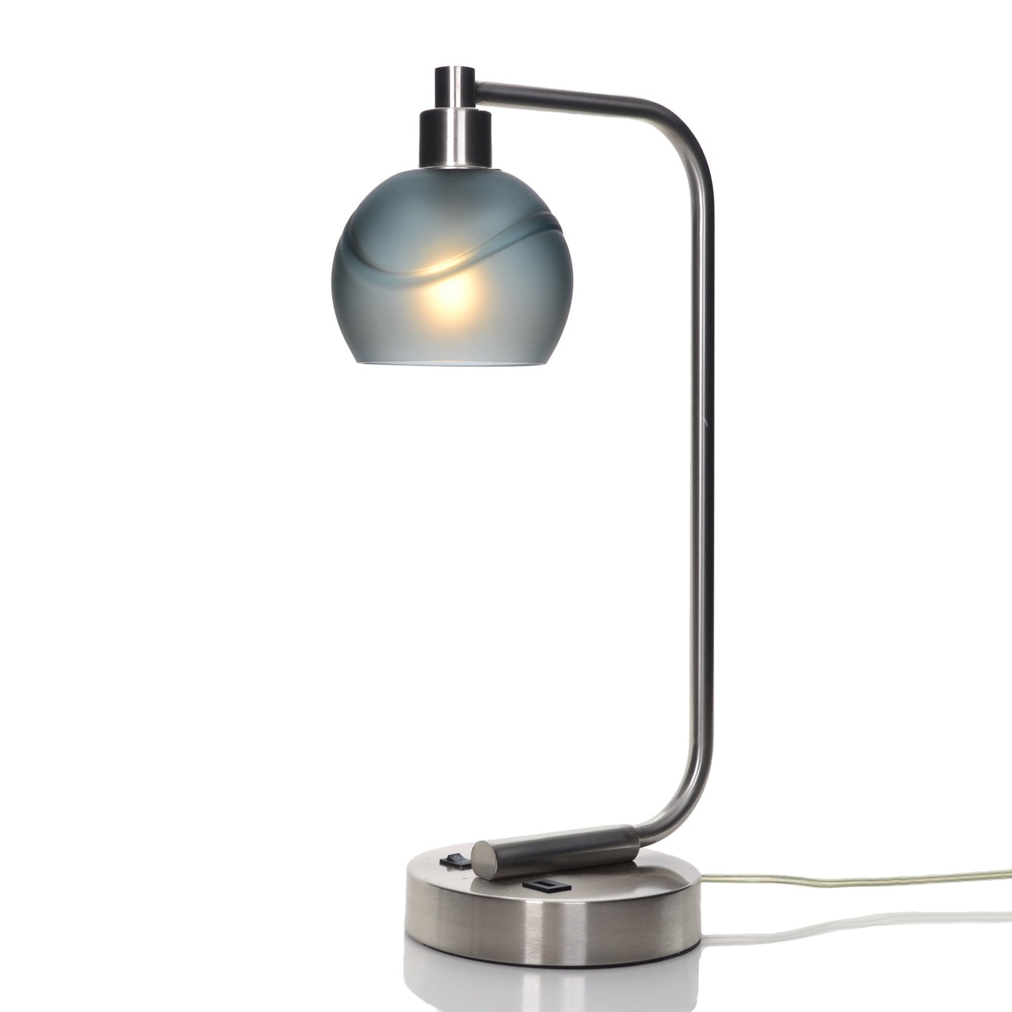 763 Glacial: Table Lamp-Glass-Bicycle Glass Co - Hotshop-Slate Gray-Brushed Nickel-4 Watt LED (+$0.00)-Bicycle Glass Co