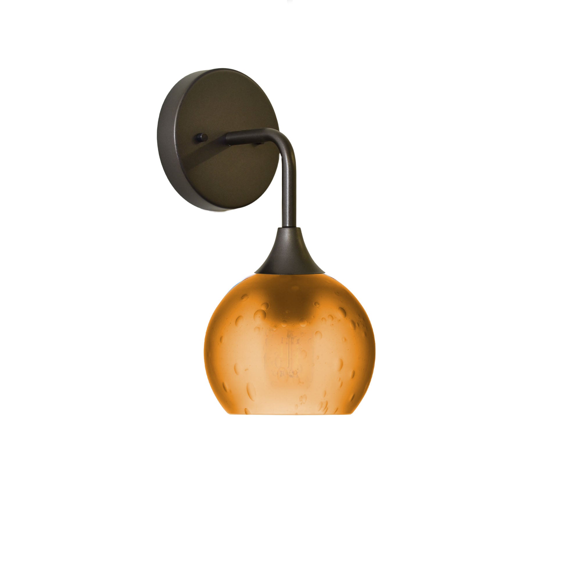 763 Interior Wall Sconce-Glass-Bicycle Glass Co-Celestial-Golden Amber-Antique Bronze-Bicycle Glass Co