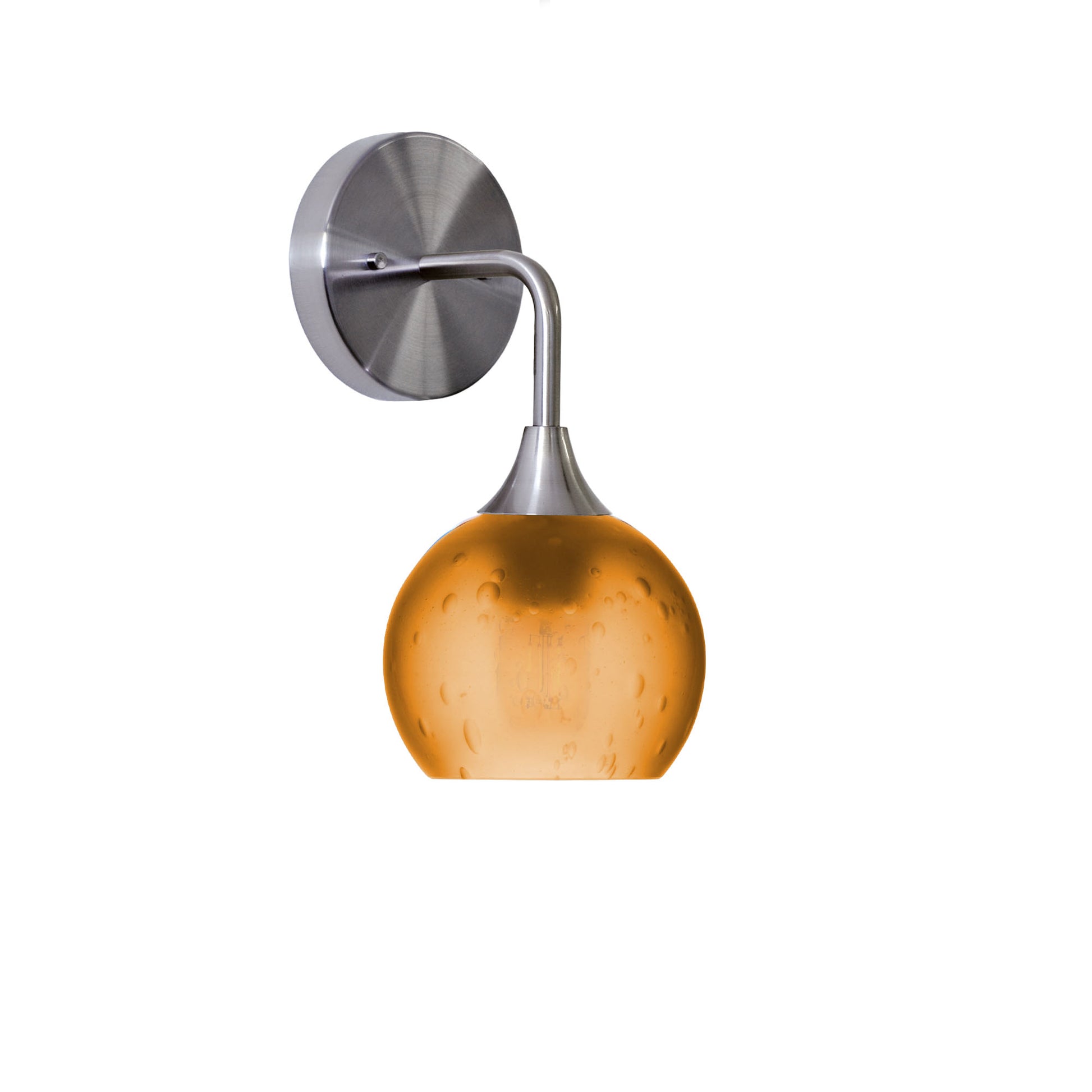 763 Interior Wall Sconce-Glass-Bicycle Glass Co-Celestial-Golden Amber-Brushed Nickel-Bicycle Glass Co