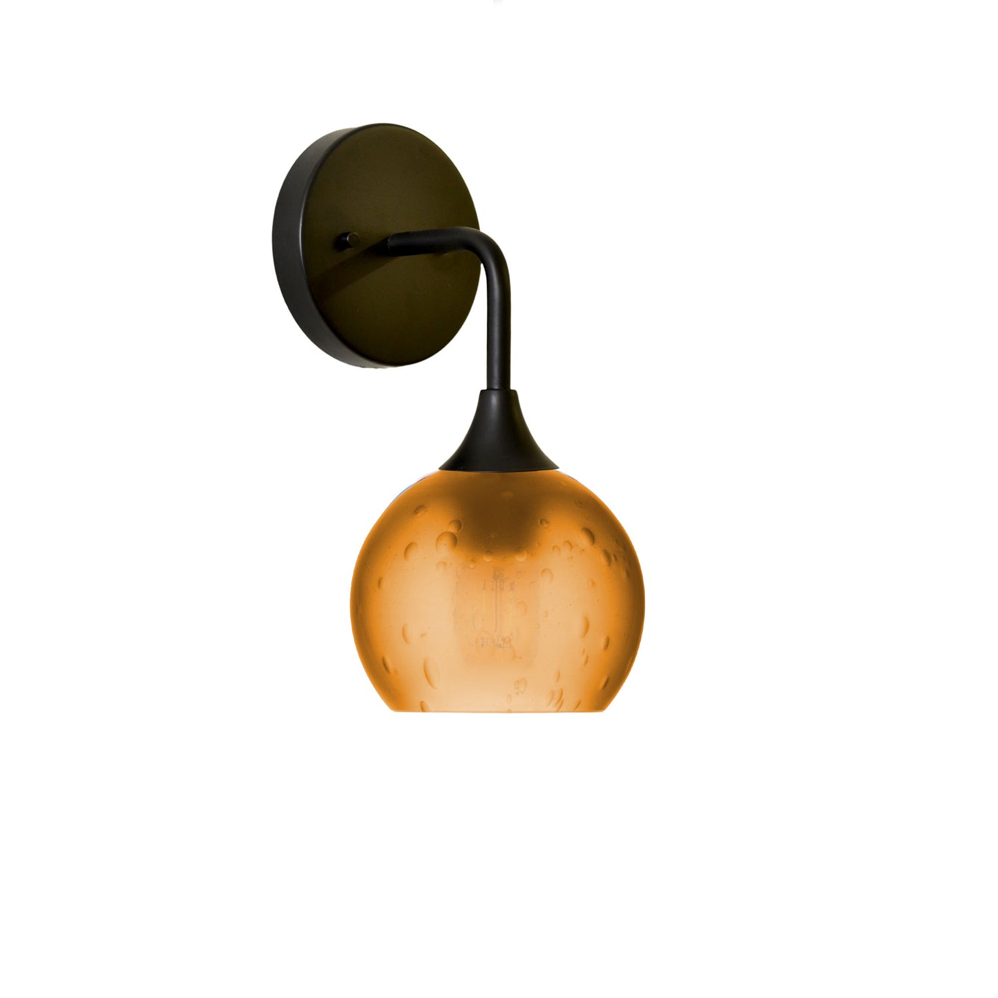 763 Interior Wall Sconce-Glass-Bicycle Glass Co-Celestial-Golden Amber-Matte Black-Bicycle Glass Co