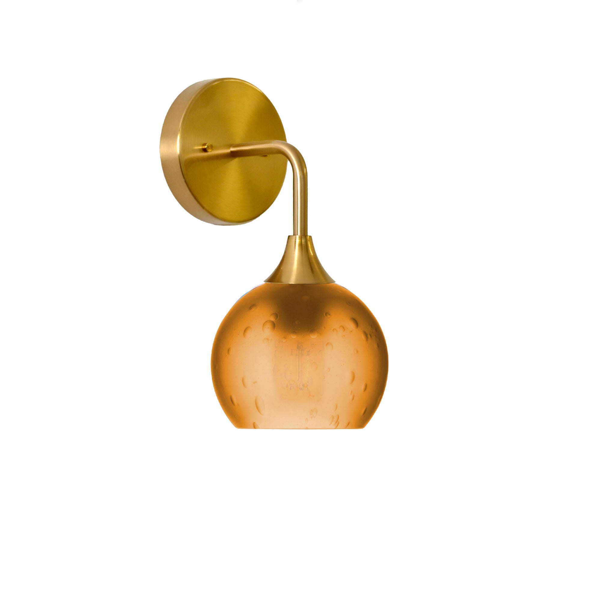 763 Interior Wall Sconce-Glass-Bicycle Glass Co-Celestial-Golden Amber-Polished Brass-Bicycle Glass Co