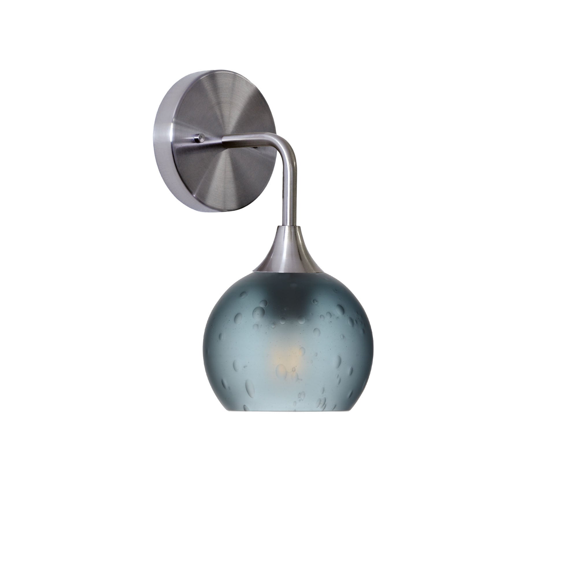 763 Interior Wall Sconce-Glass-Bicycle Glass Co-Celestial-Slate Gray-Brushed Nickel-Bicycle Glass Co