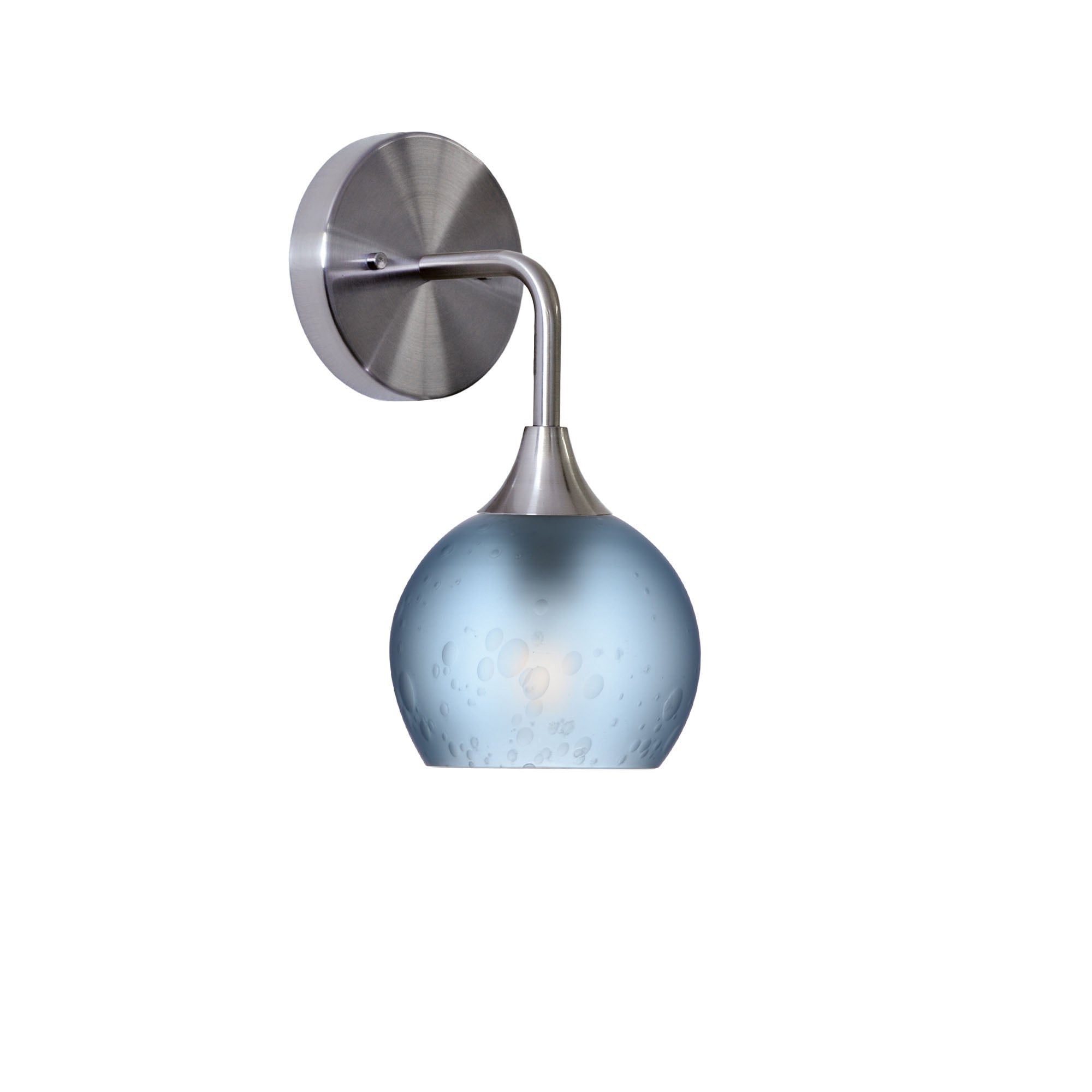 763 Interior Wall Sconce-Glass-Bicycle Glass Co-Celestial-Steel Blue-Brushed Nickel-Bicycle Glass Co