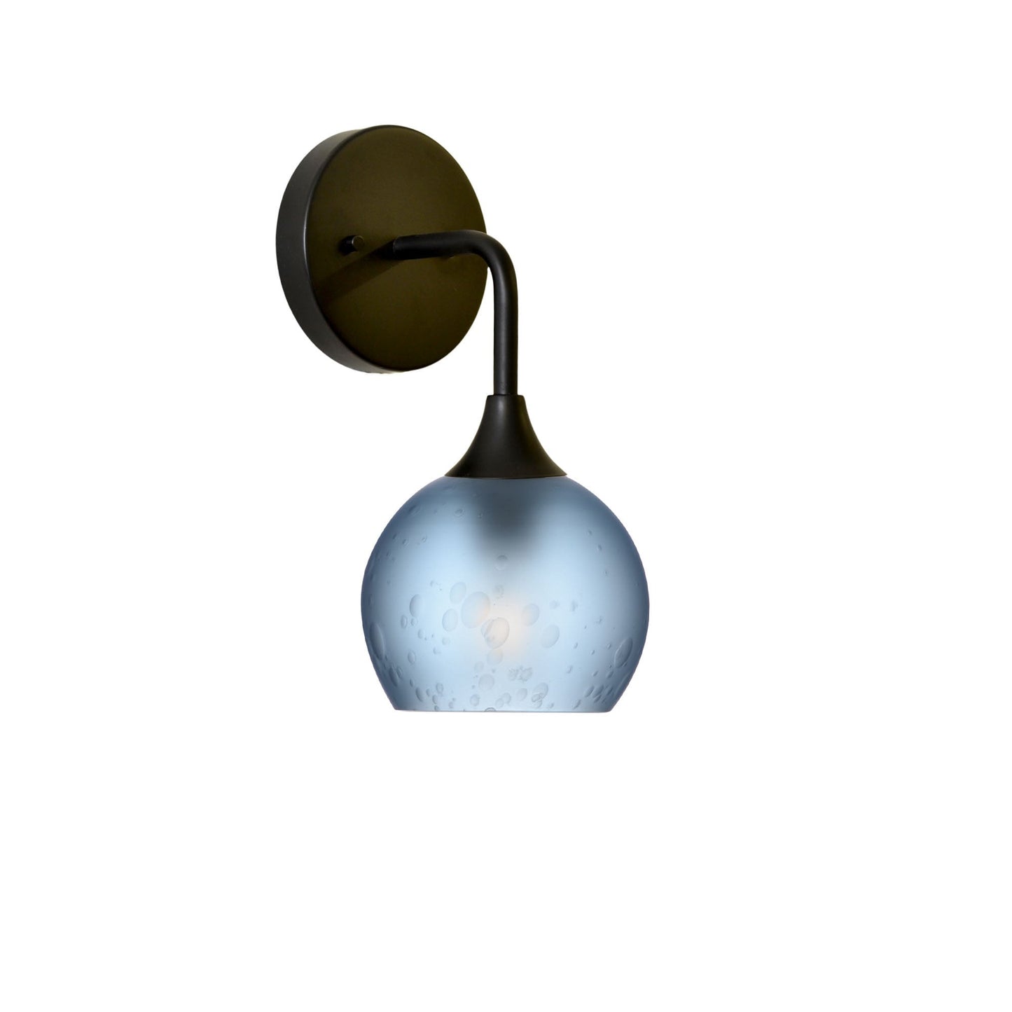 763 Interior Wall Sconce-Glass-Bicycle Glass Co-Celestial-Steel Blue-Matte Black-Bicycle Glass Co