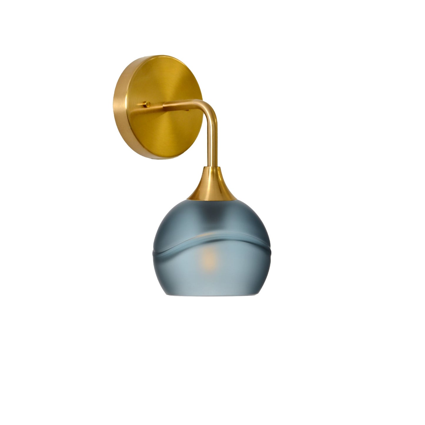 763 Interior Wall Sconce-Glass-Bicycle Glass Co-Glacial-Slate Gray-Polished Brass-Bicycle Glass Co