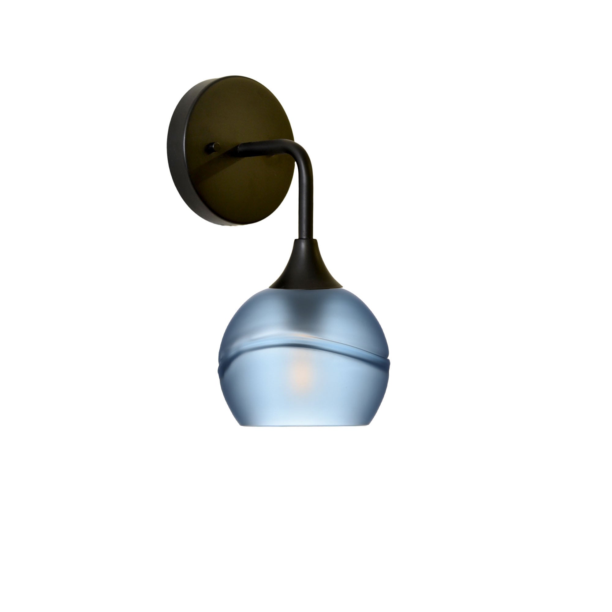763 Interior Wall Sconce-Glass-Bicycle Glass Co-Glacial-Steel Blue-Matte Black-Bicycle Glass Co