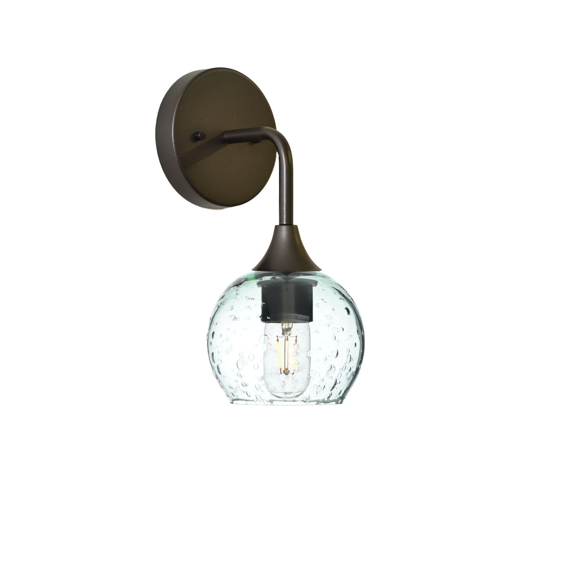 763 Interior Wall Sconce-Glass-Bicycle Glass Co-Lunar-Eco Clear-Antique Bronze-Bicycle Glass Co