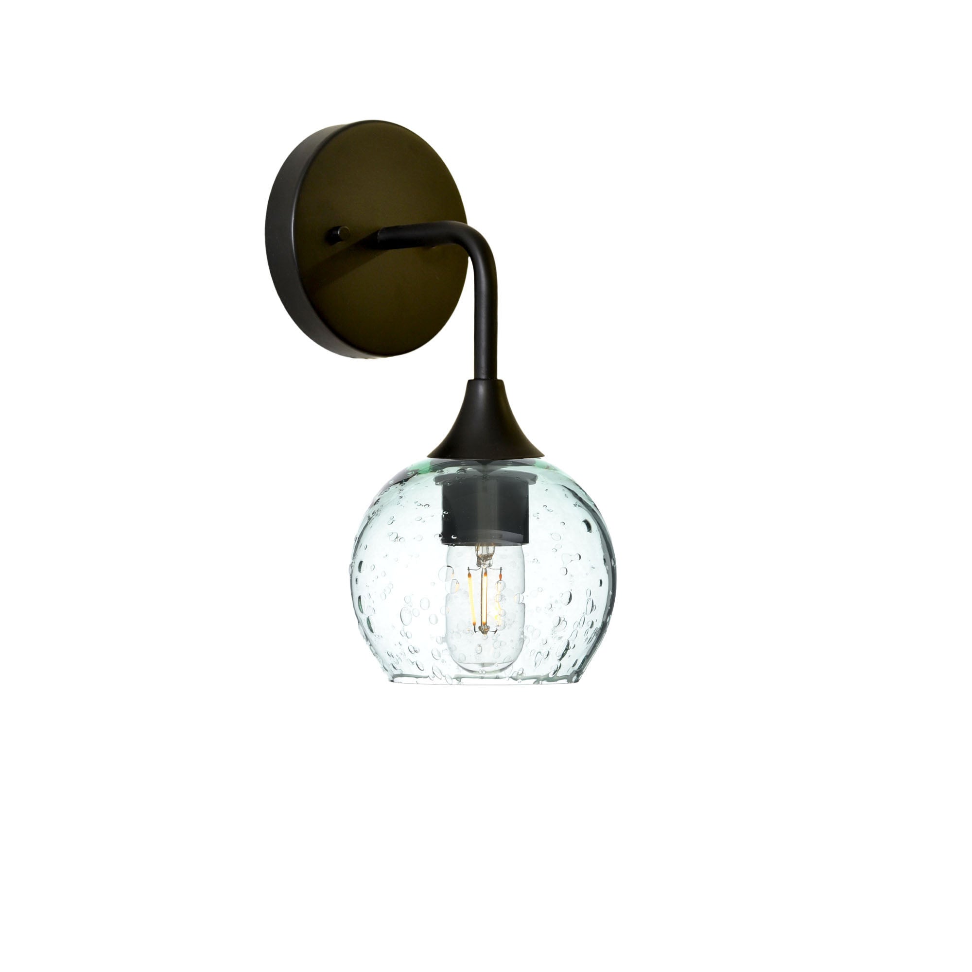 763 Interior Wall Sconce-Glass-Bicycle Glass Co-Lunar-Eco Clear-Matte Black-Bicycle Glass Co