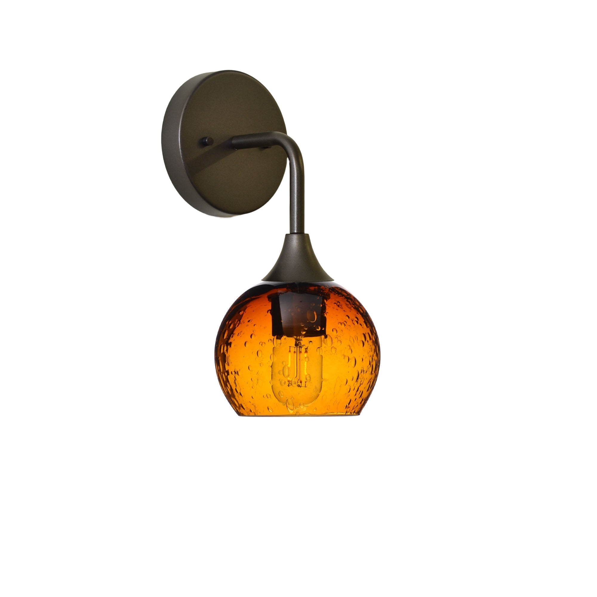 763 Interior Wall Sconce-Glass-Bicycle Glass Co-Lunar-Golden Amber-Antique Bronze-Bicycle Glass Co