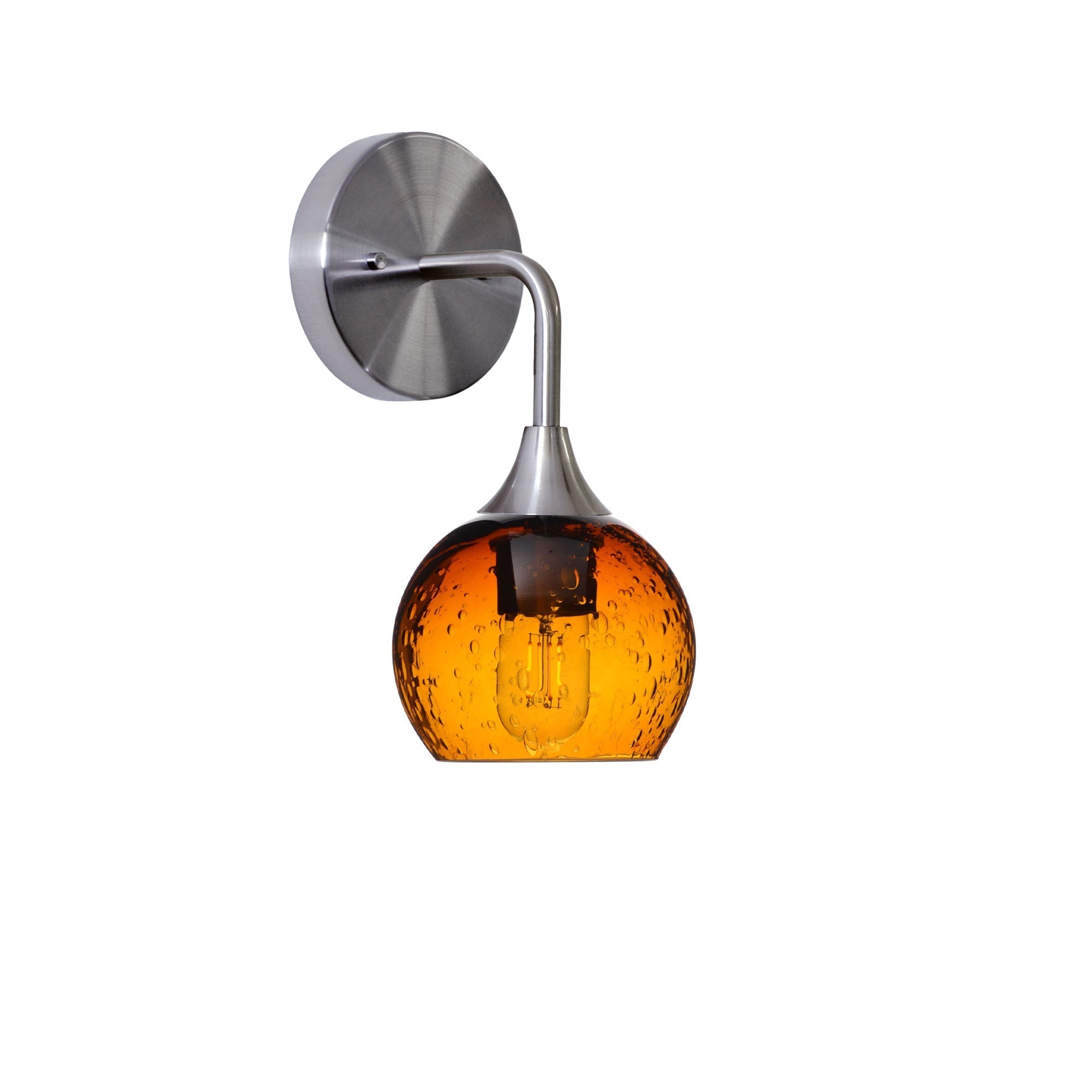 763 Interior Wall Sconce-Glass-Bicycle Glass Co-Lunar-Golden Amber-Brushed Nickel-Bicycle Glass Co