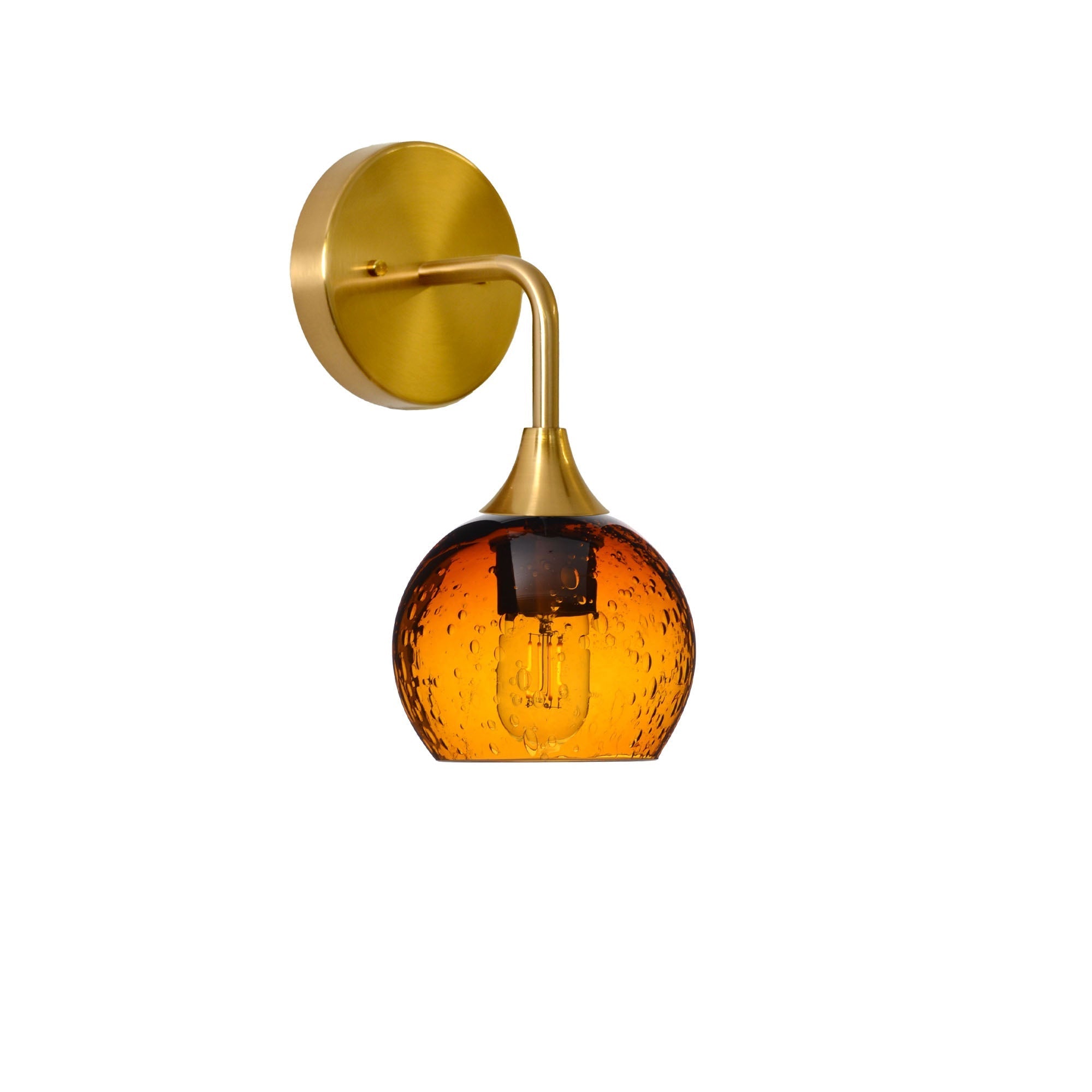 763 Interior Wall Sconce-Glass-Bicycle Glass Co-Lunar-Golden Amber-Polished Brass-Bicycle Glass Co