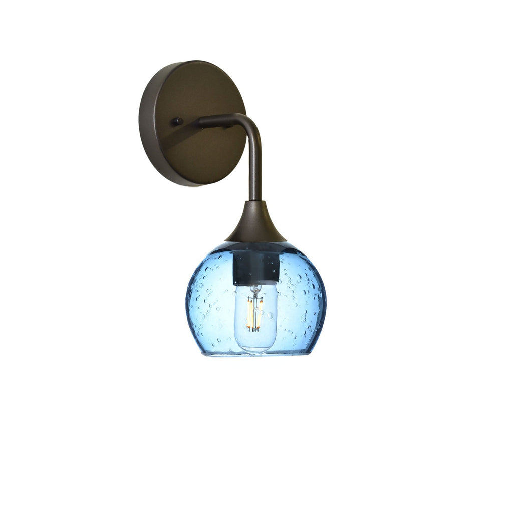 763 Interior Wall Sconce-Glass-Bicycle Glass Co-Lunar-Steel Blue-Antique Bronze-Bicycle Glass Co