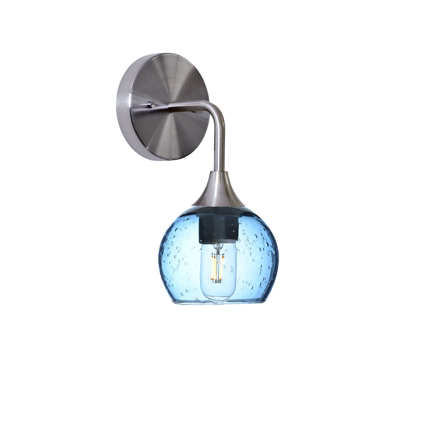 763 Interior Wall Sconce-Glass-Bicycle Glass Co-Lunar-Steel Blue-Brushed Nickel-Bicycle Glass Co