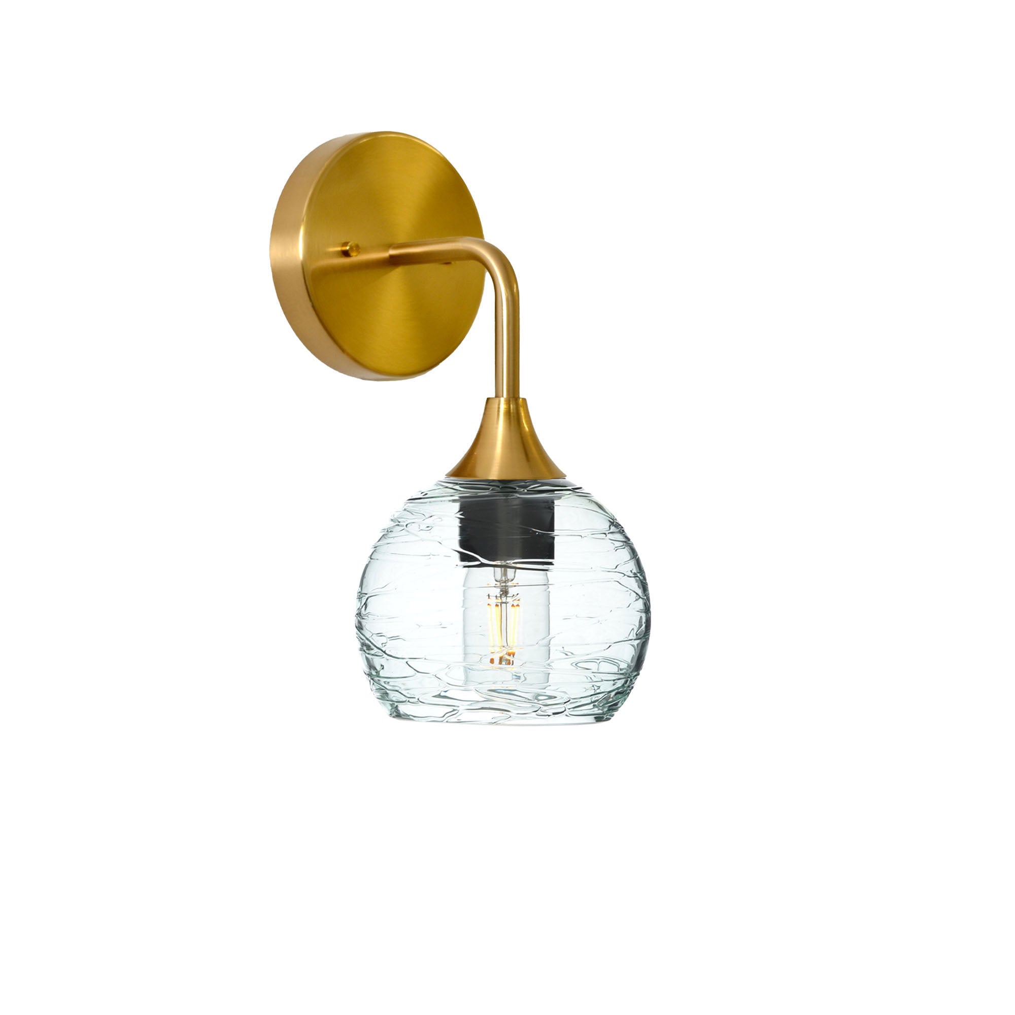 763 Interior Wall Sconce-Glass-Bicycle Glass Co-Spun-Eco Clear-Polished Brass-Bicycle Glass Co