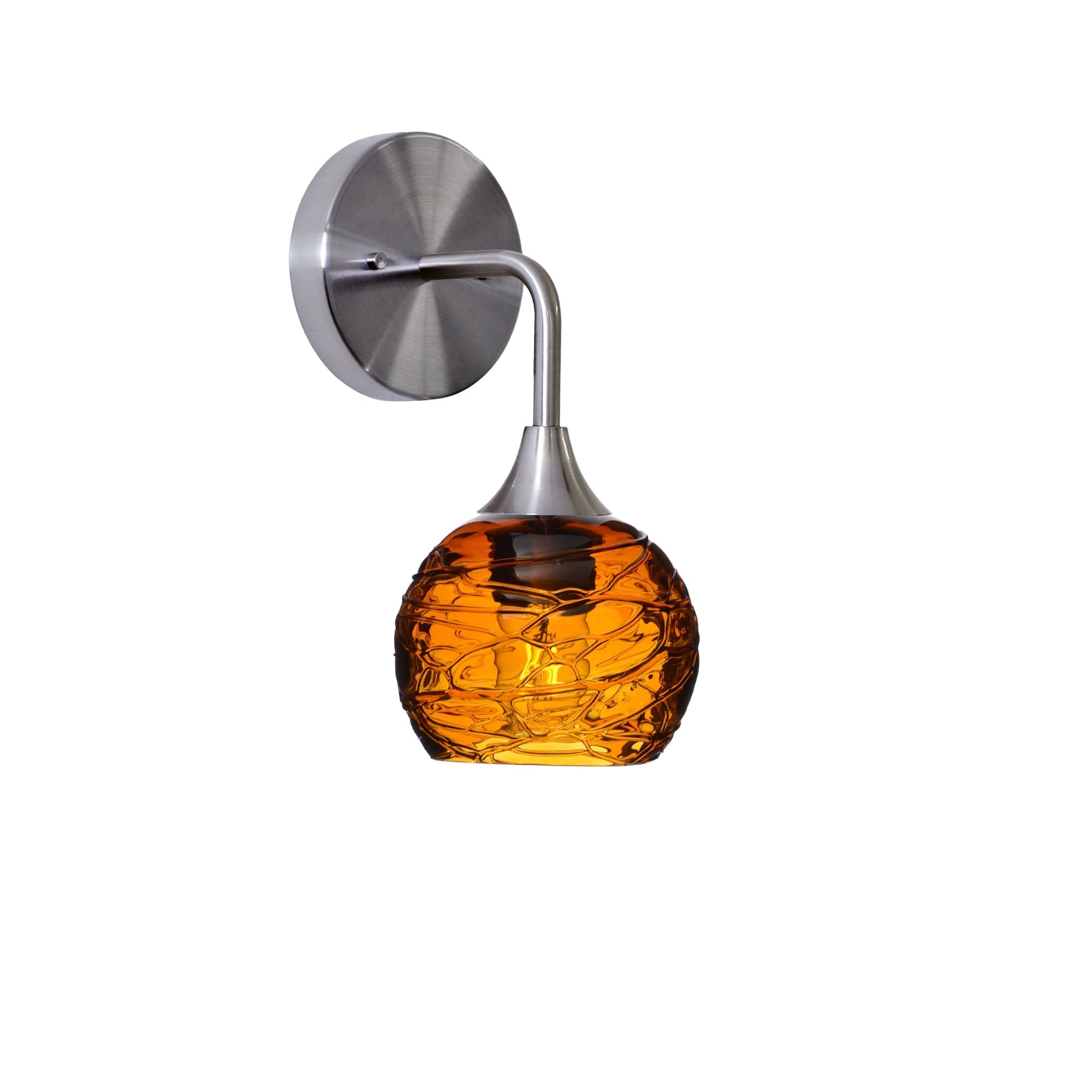 763 Interior Wall Sconce-Glass-Bicycle Glass Co-Spun-Golden Amber-Brushed Nickel-Bicycle Glass Co