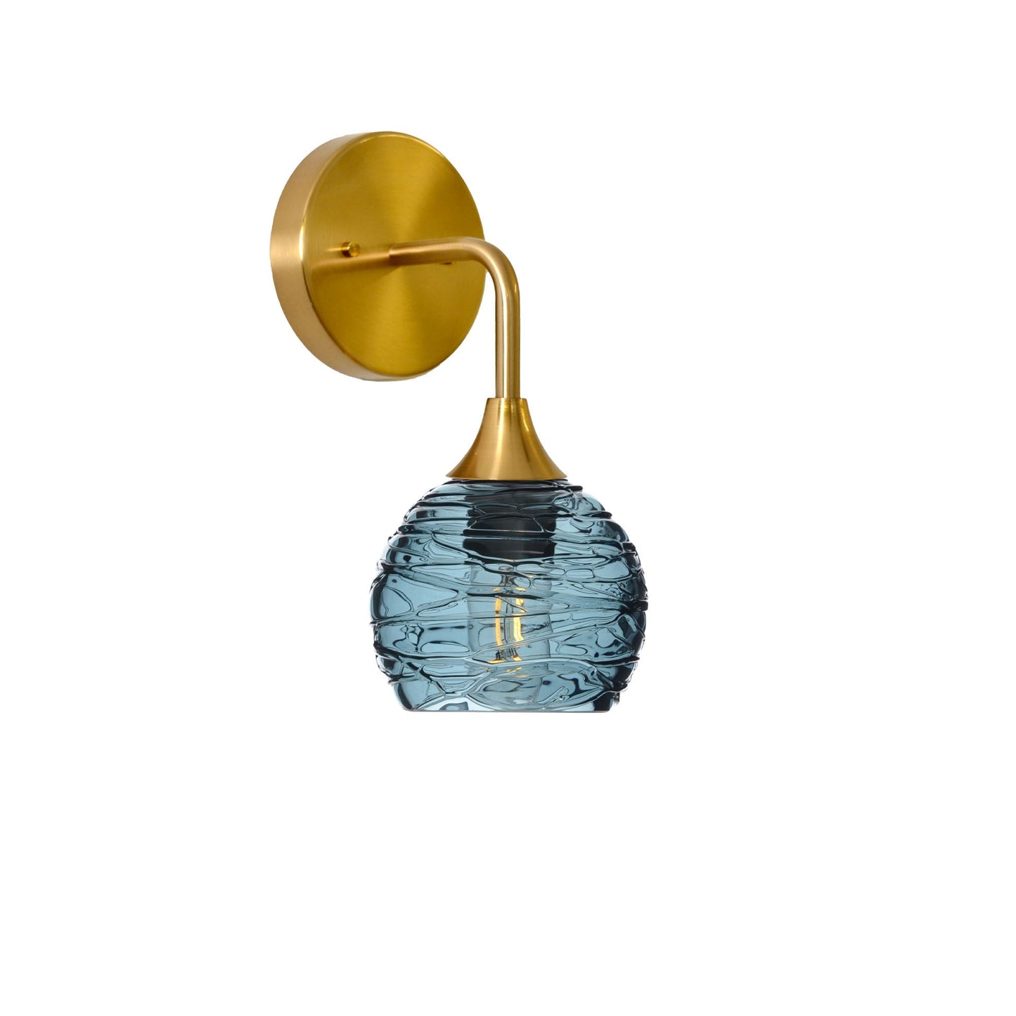 763 Interior Wall Sconce-Glass-Bicycle Glass Co-Spun-Slate Gray-Polished Brass-Bicycle Glass Co