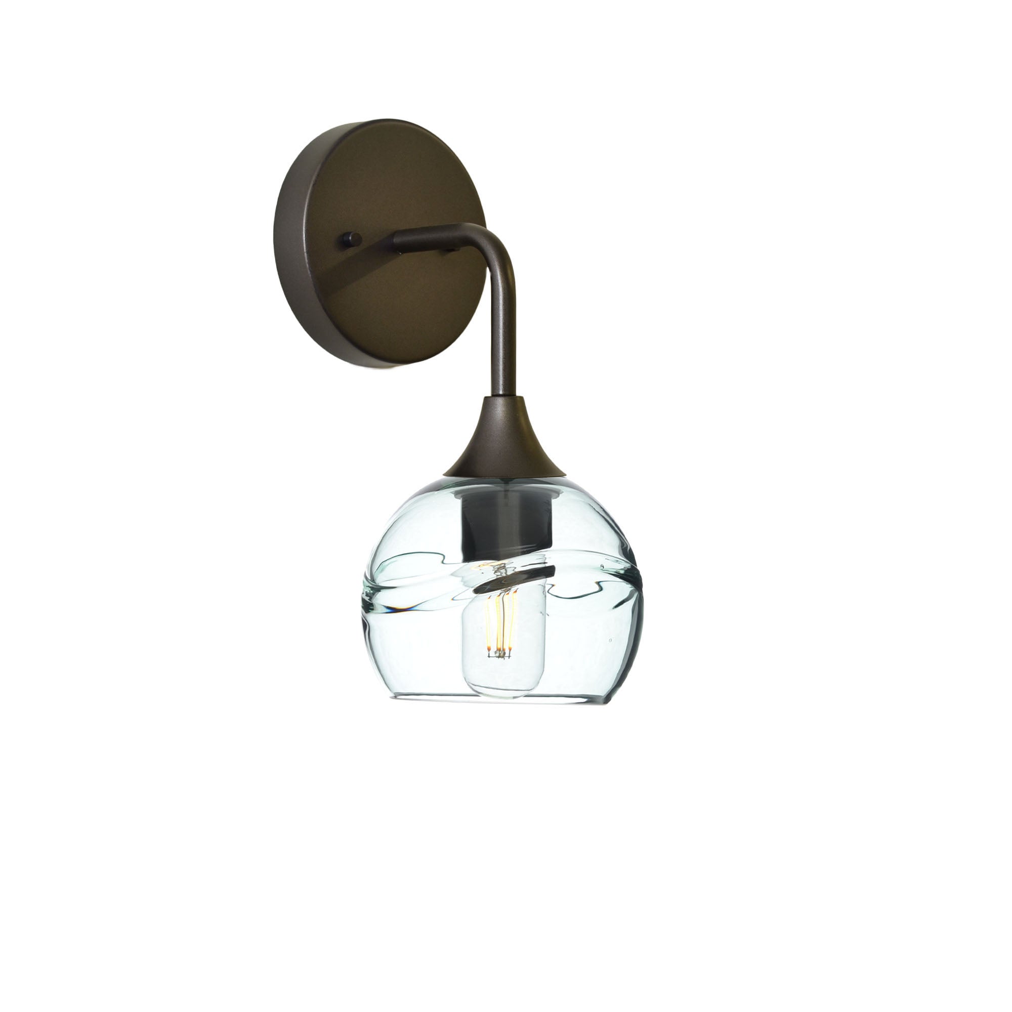 763 Interior Wall Sconce-Glass-Bicycle Glass Co-Swell-Eco Clear-Antique Bronze-Bicycle Glass Co