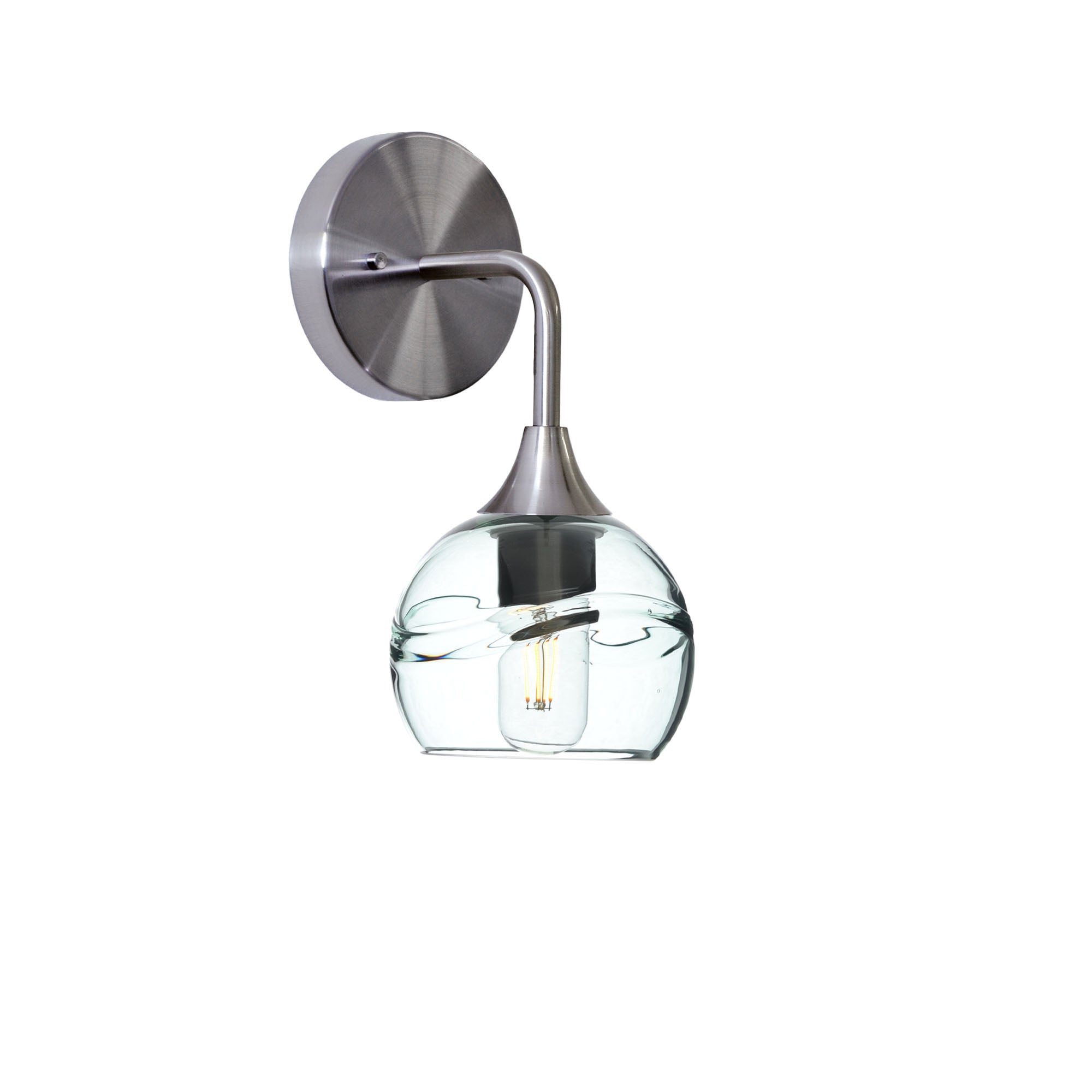 763 Interior Wall Sconce-Glass-Bicycle Glass Co-Swell-Eco Clear-Brushed Nickel-Bicycle Glass Co
