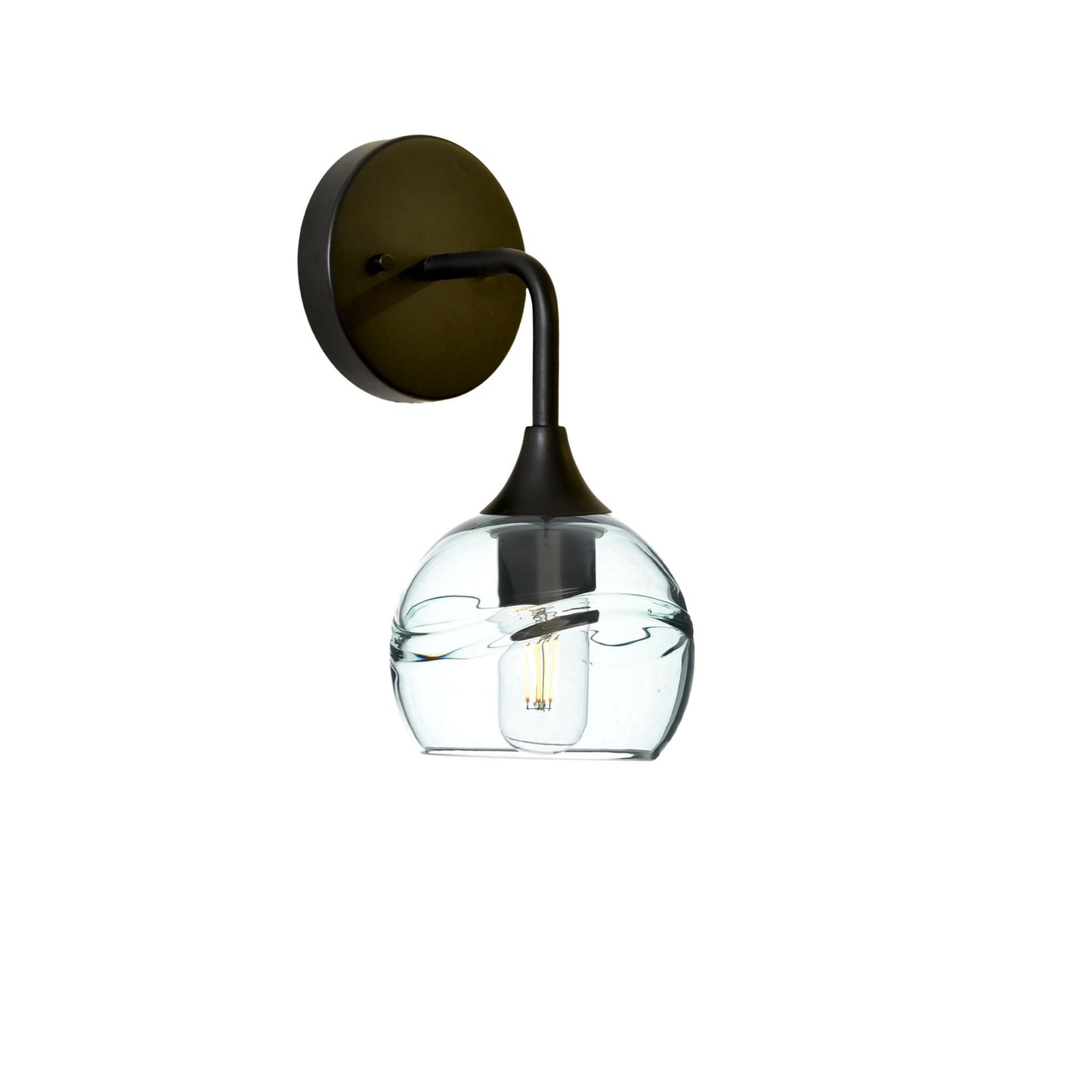 763 Interior Wall Sconce-Glass-Bicycle Glass Co-Swell-Eco Clear-Matte Black-Bicycle Glass Co