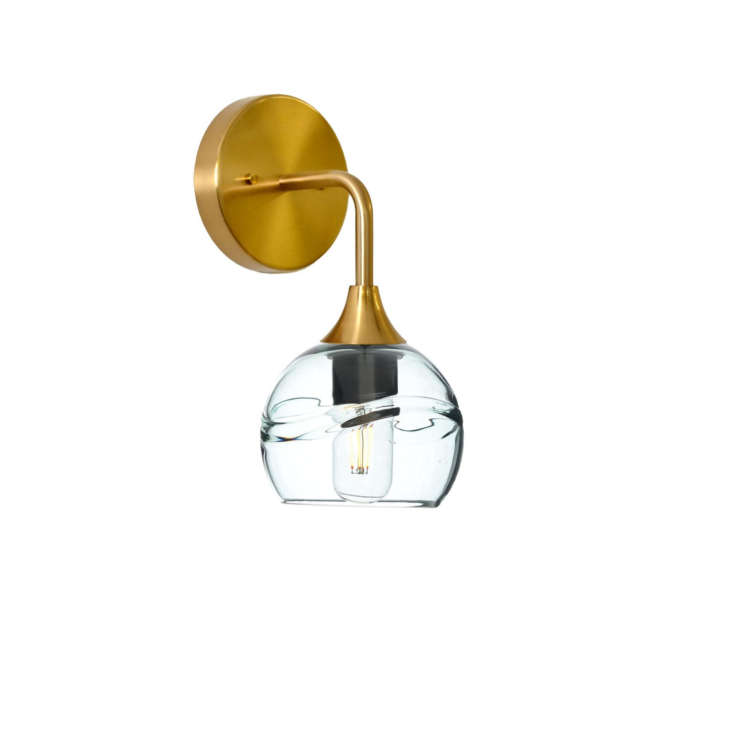763 Interior Wall Sconce-Glass-Bicycle Glass Co-Swell-Eco Clear-Polished Brass-Bicycle Glass Co